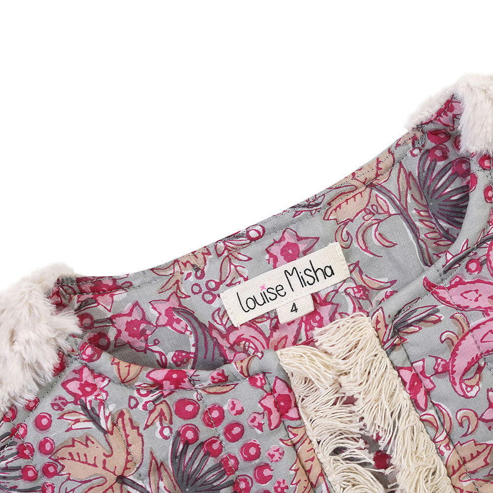 Girls Beige Embroidered Trims Cotton 'Hama' Gilt - CÉMAROSE | Children's Fashion Store - 3