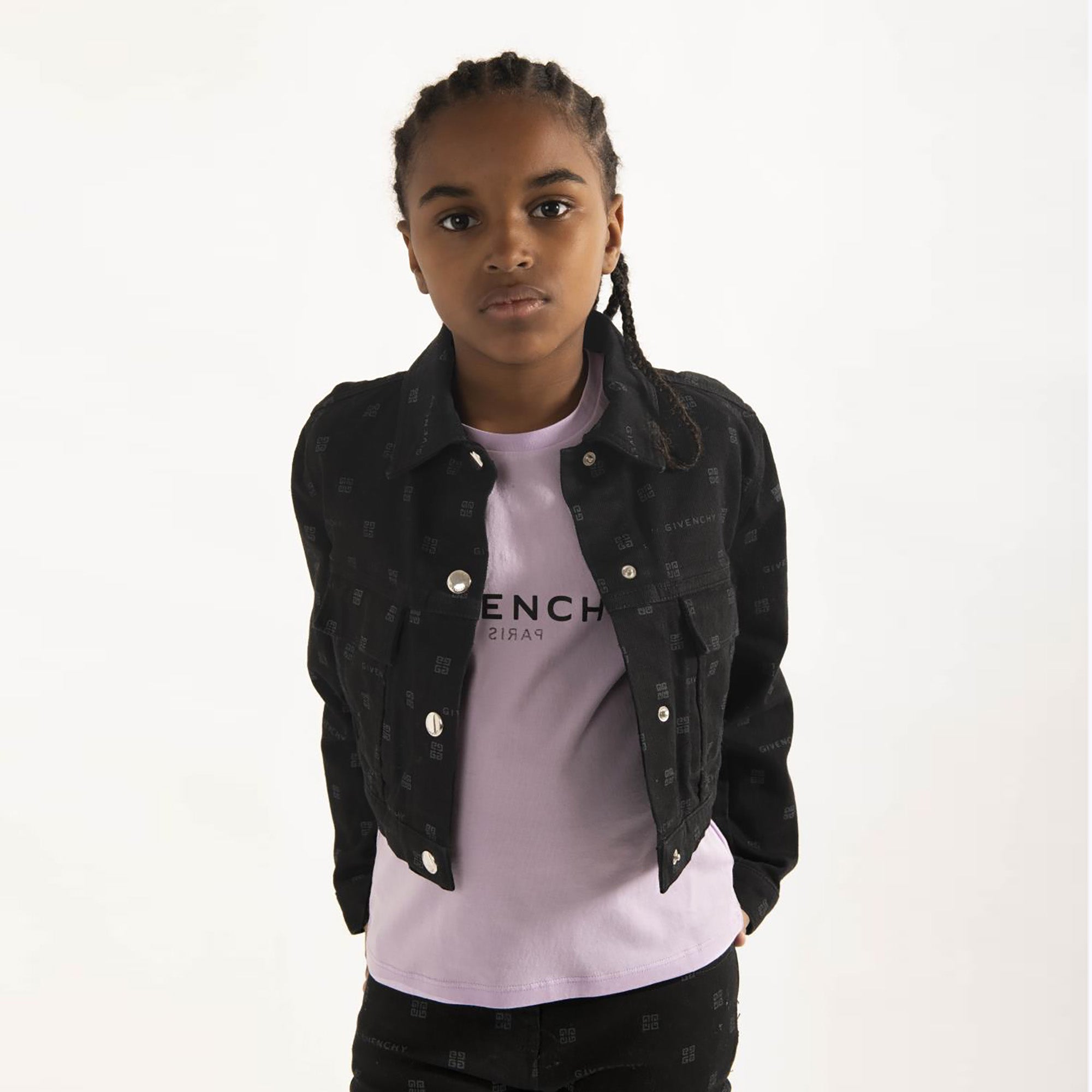 Girls Purple Logo Cotton T-Shirt