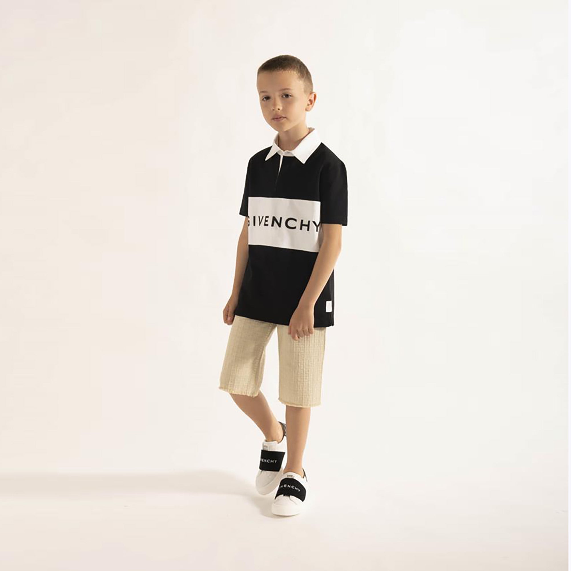 Boys Black Logo Cotton Polo Shirt