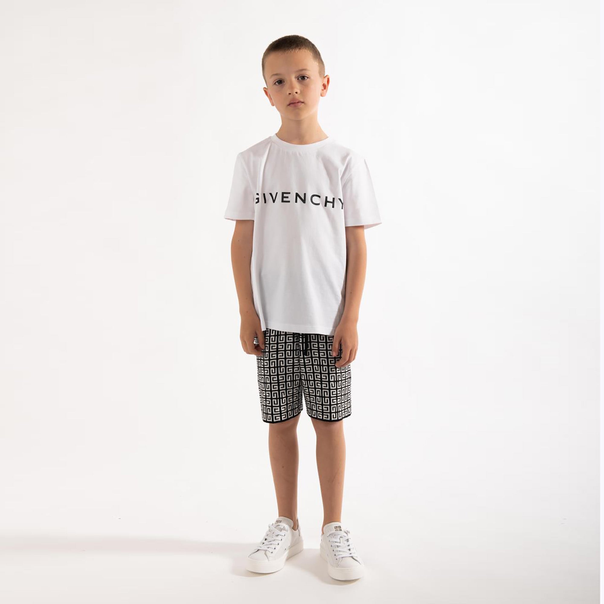 Boys White Logo Cotton T-Shirt