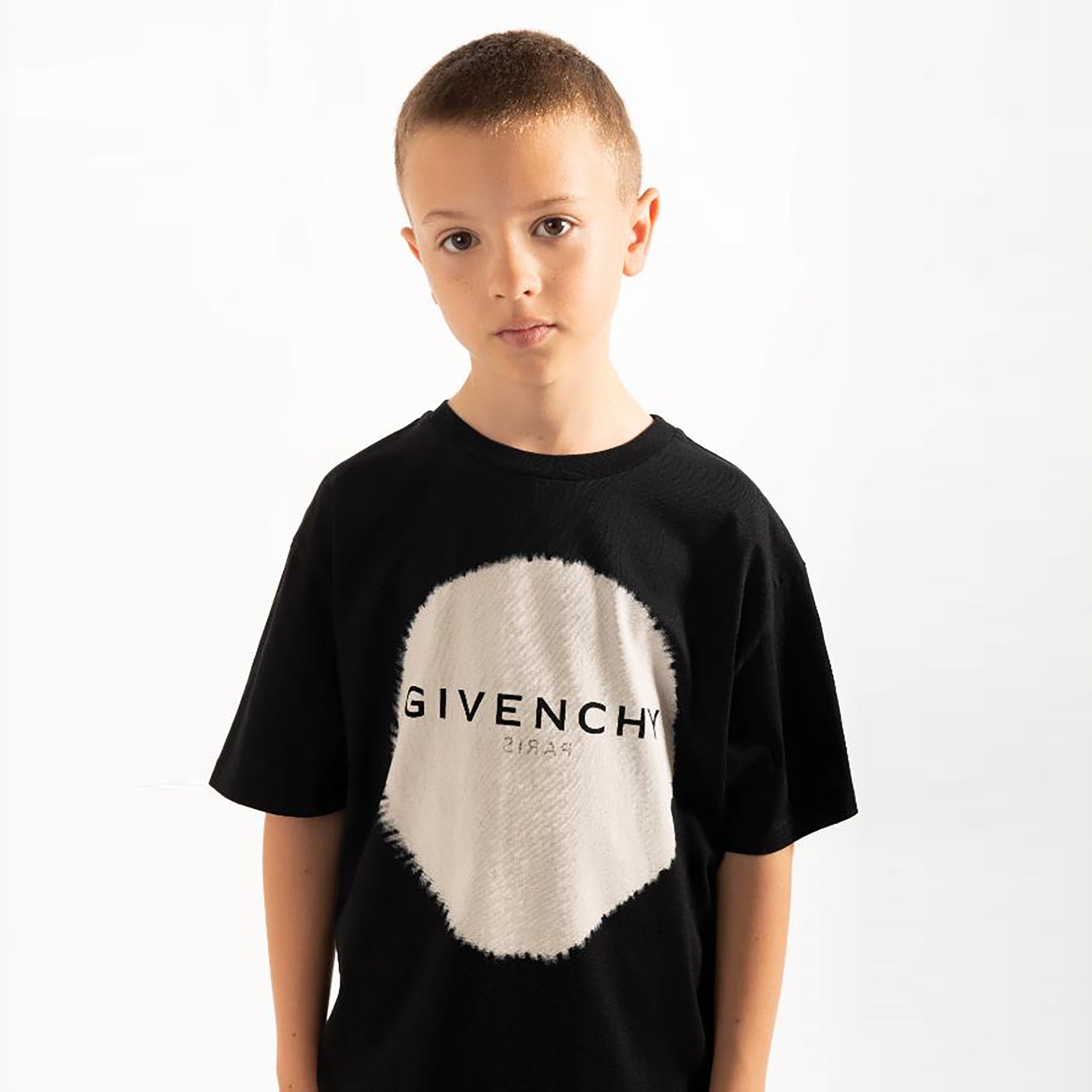 Boys Black Logo Cotton T-Shirt