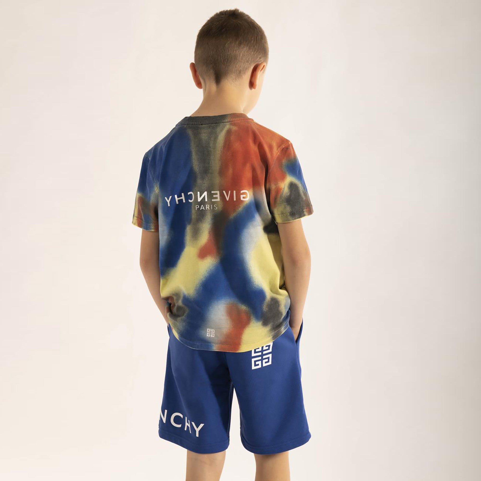 Boys Navy Logo Cotton Shorts