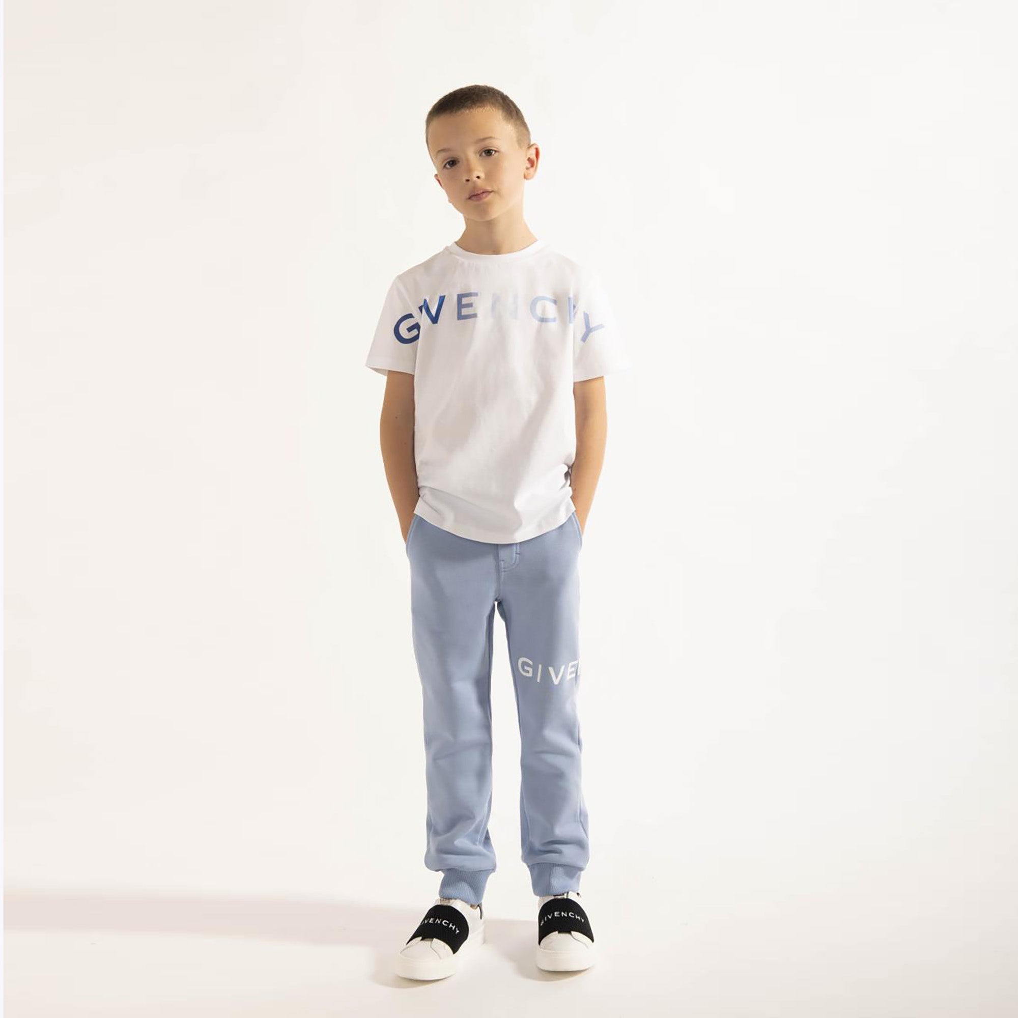 Boys Blue Logo Cotton Trousers