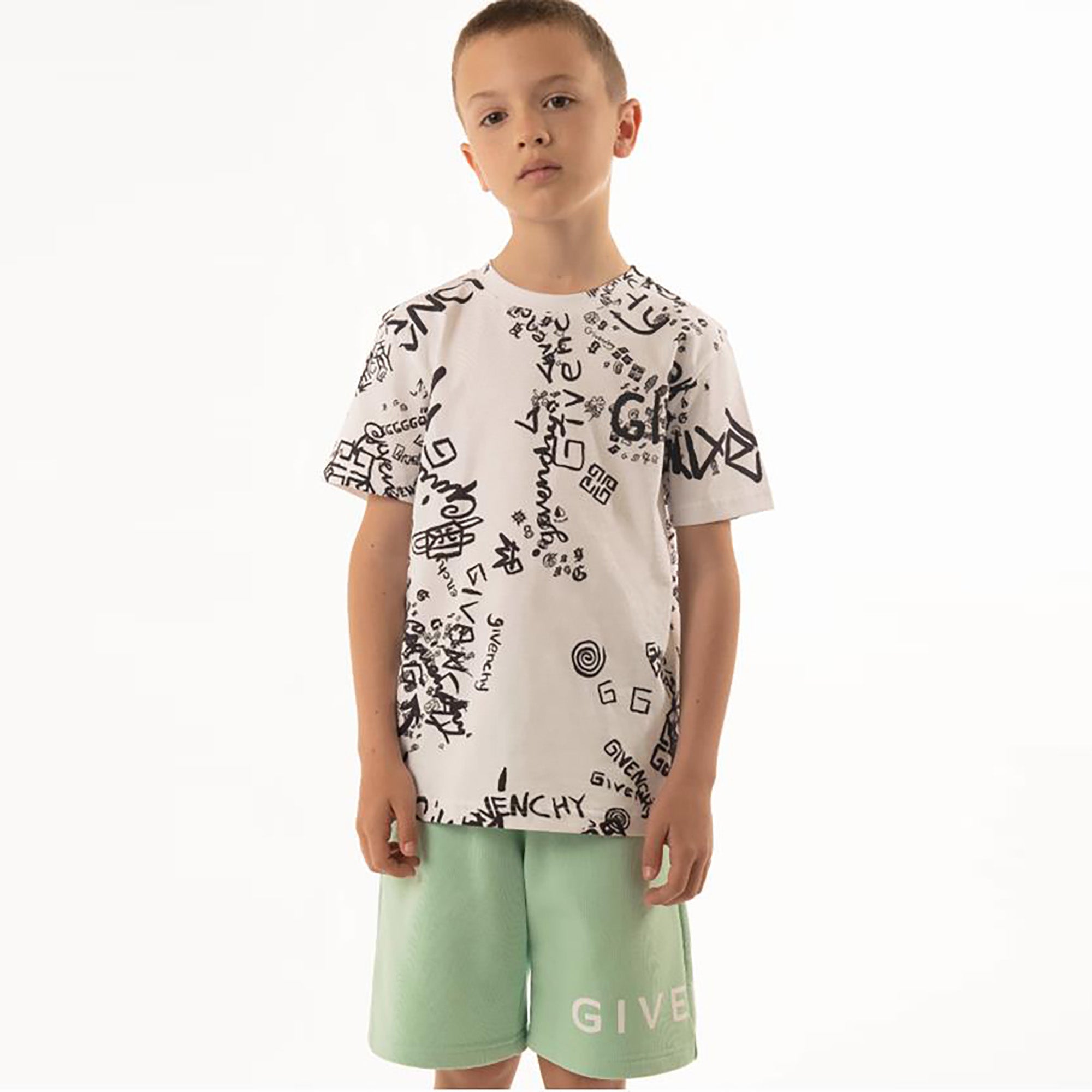 Boys Cyan Logo Cotton Shorts