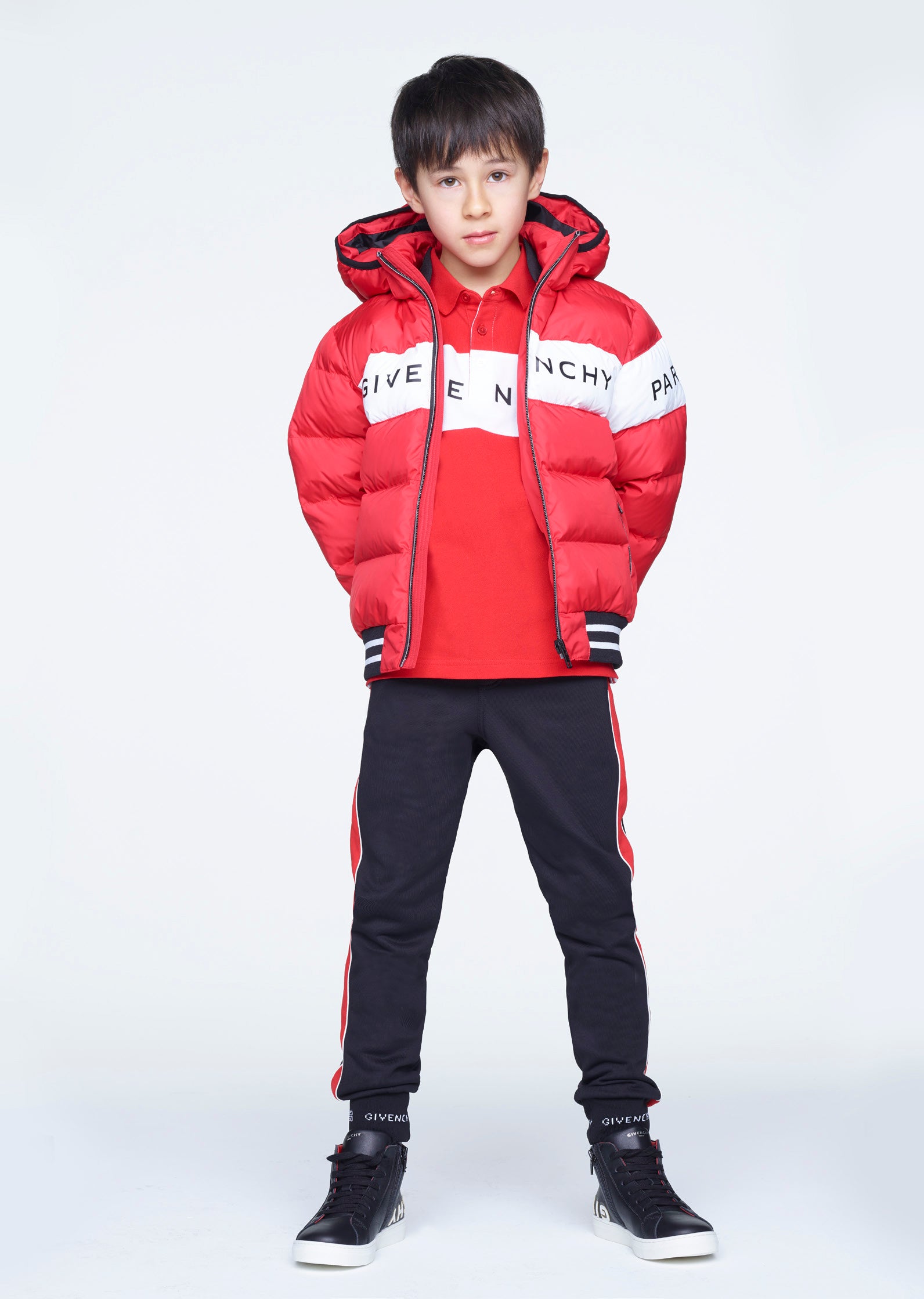 Boys Red Logo Padded Down Jacket
