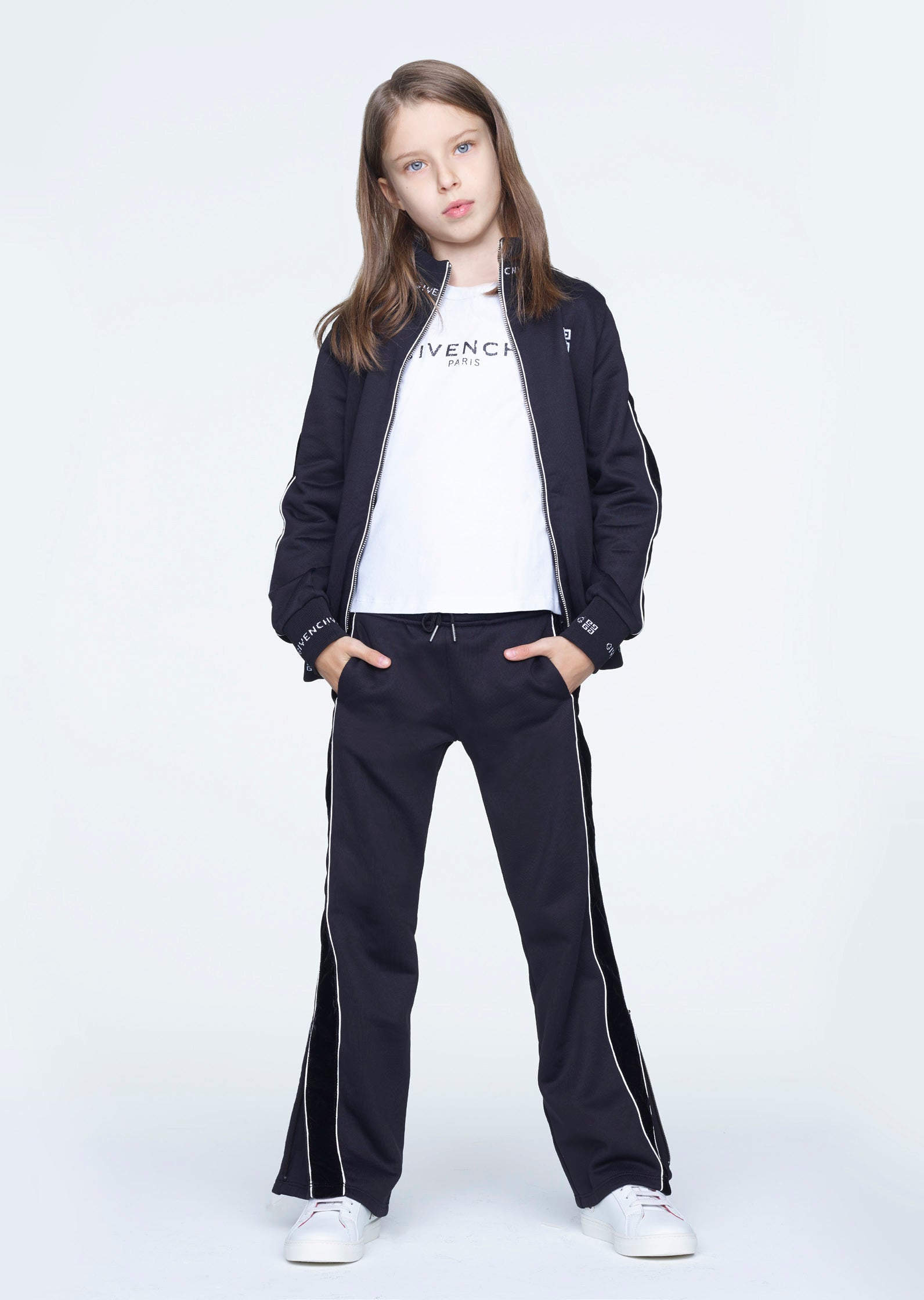 Girls Black Logo Zip Coat