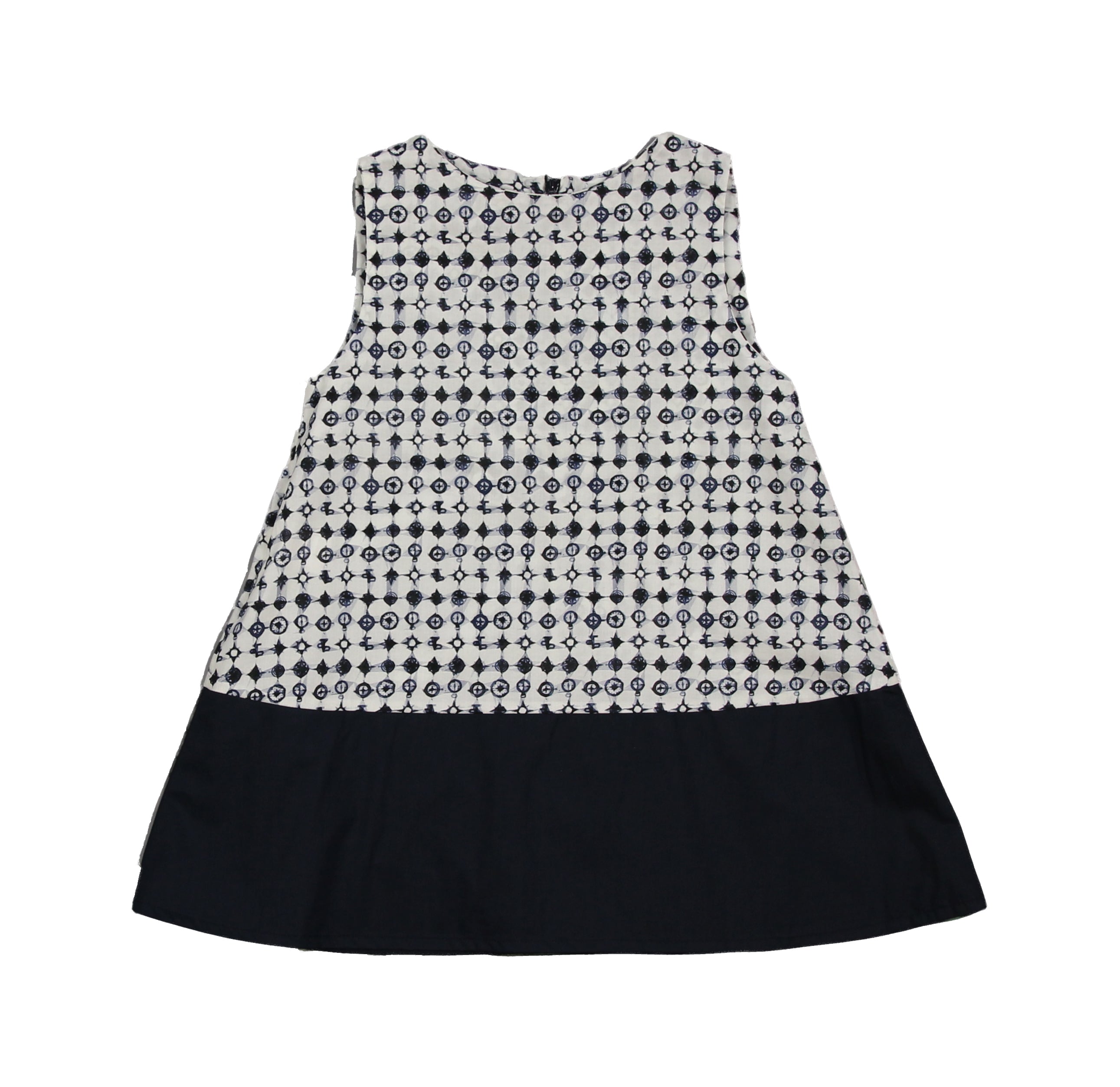 Girls Navy & White Cotton Dress