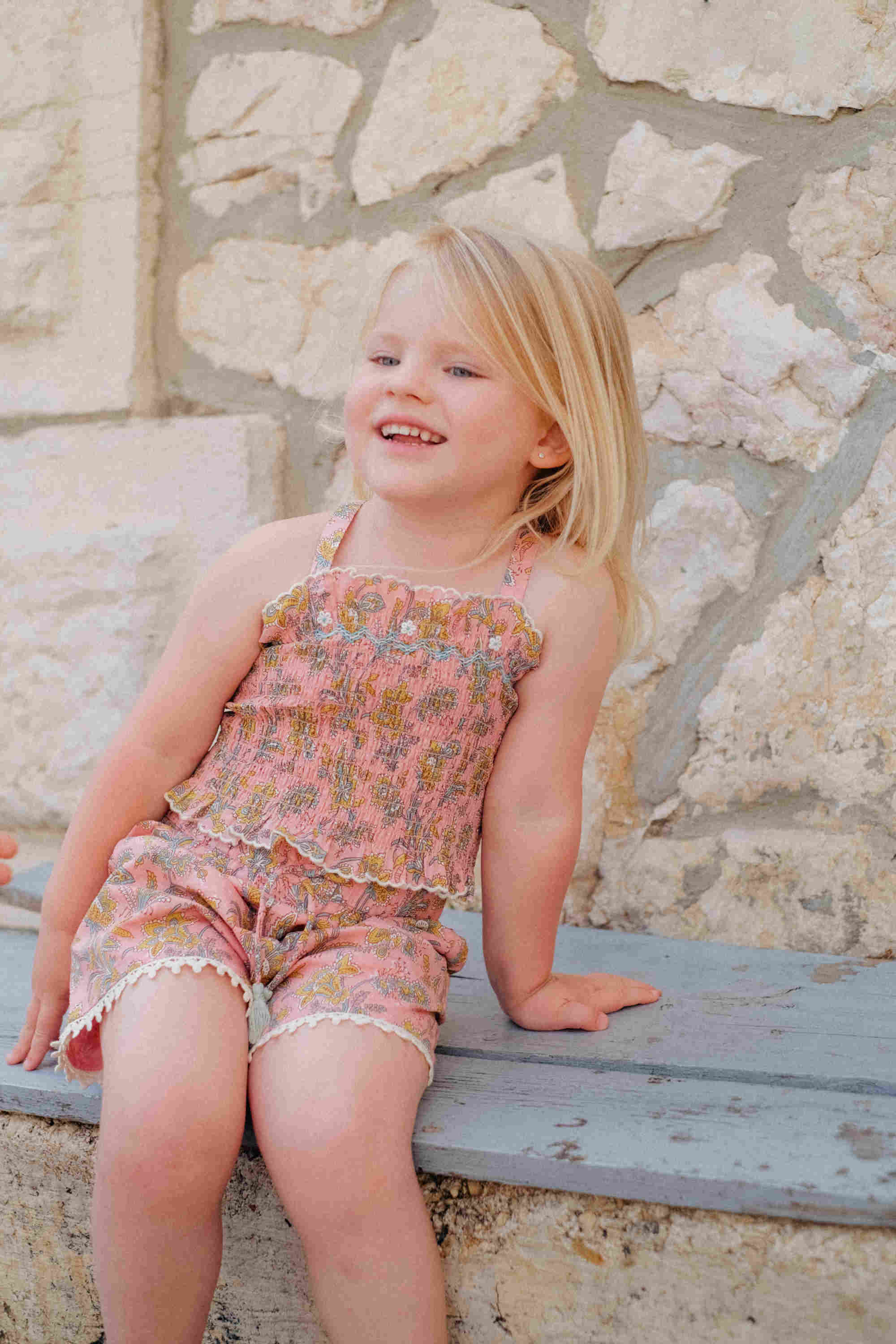 Girls Pink Floral Cotton Shorts