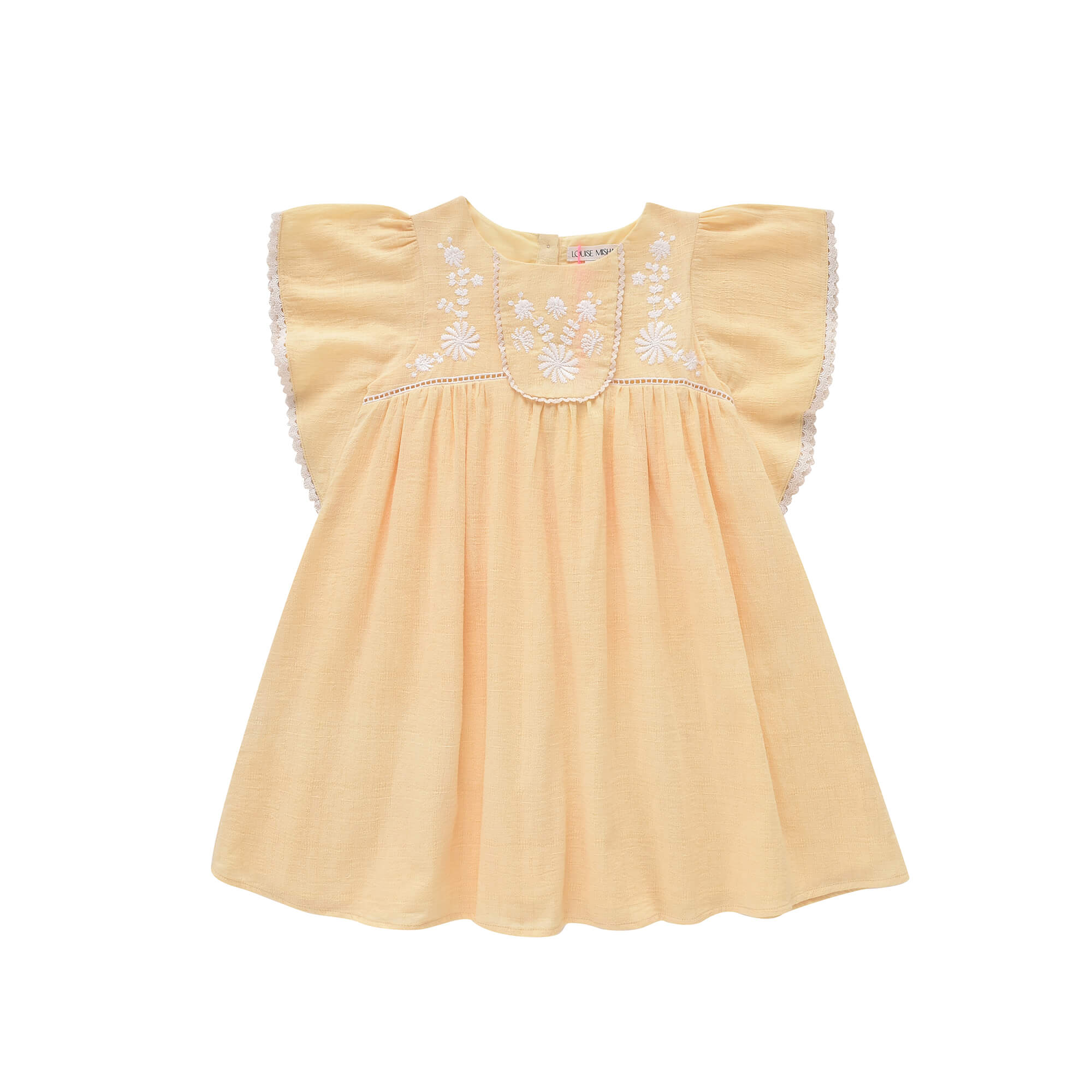 Girls Yellow Embroidered Cotton Dress