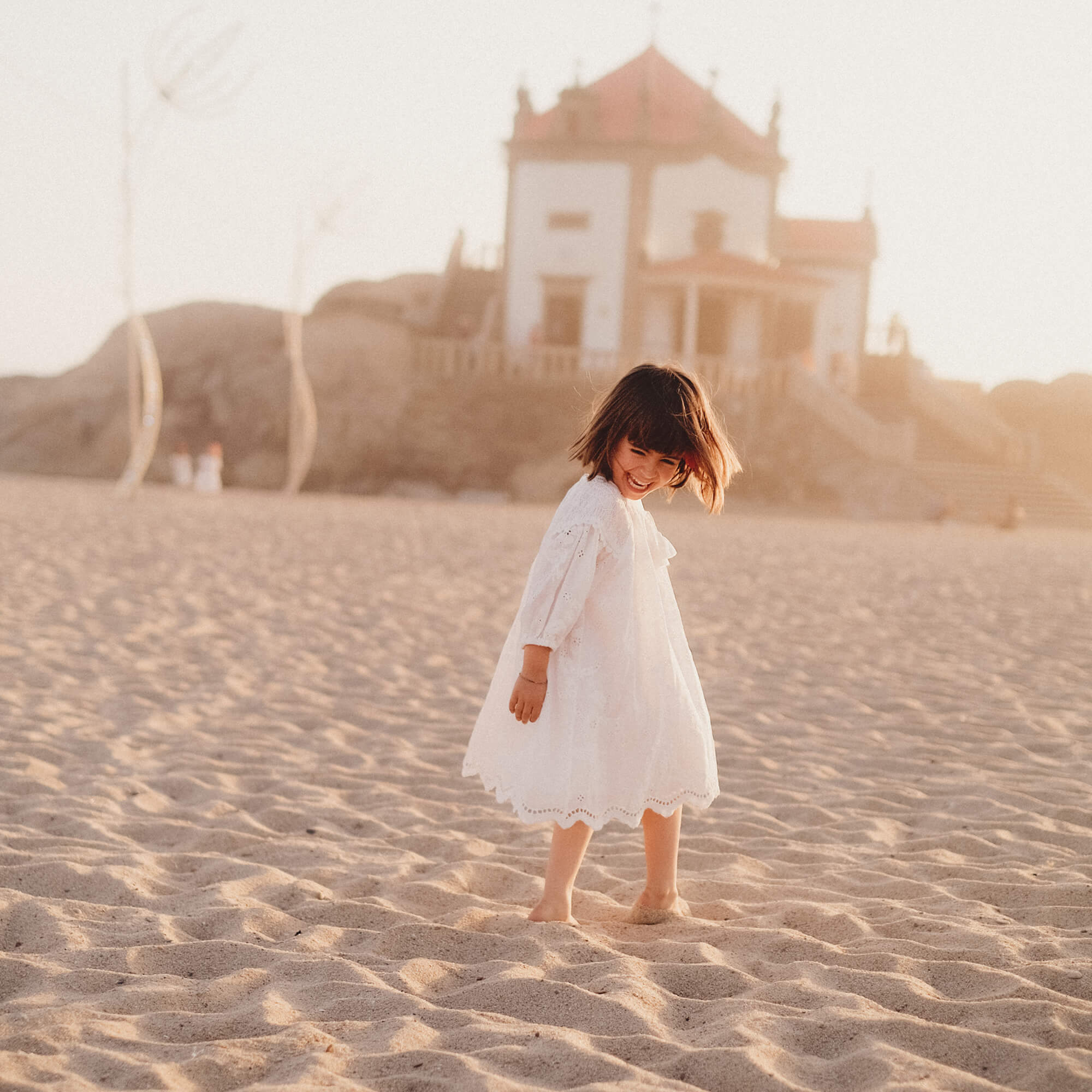 Girls White Embroidered Cotton Dress