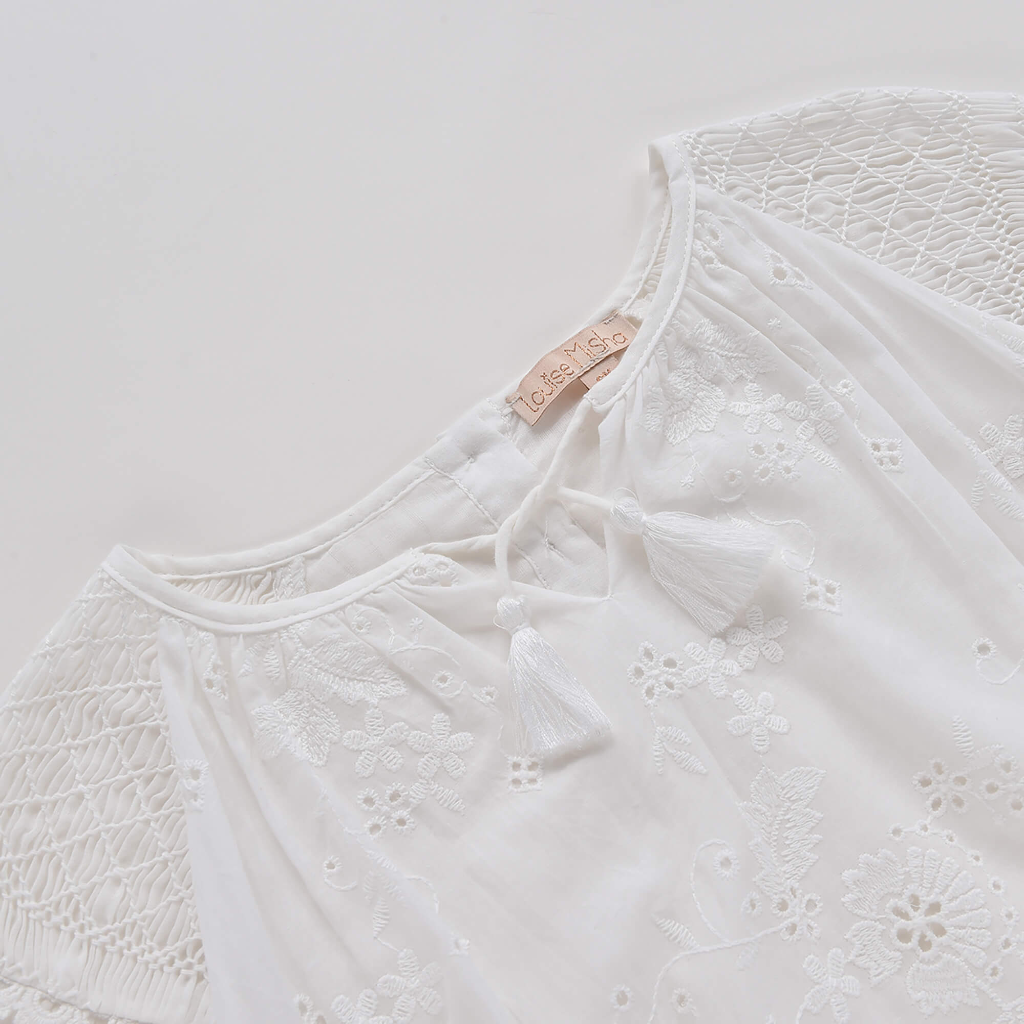 Girls White Embroidered Cotton Dress