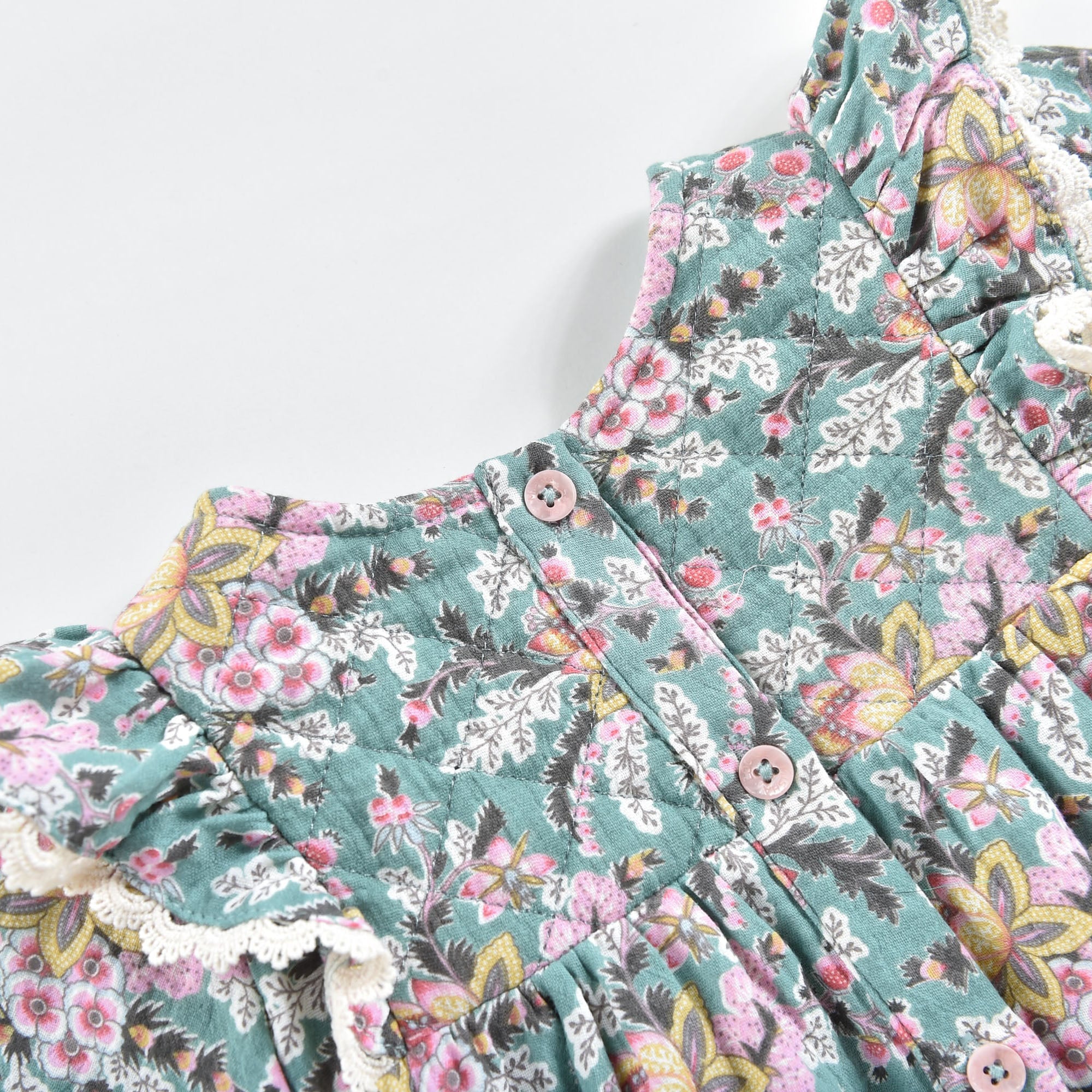 Girls Blue Flowers Cotton Dress