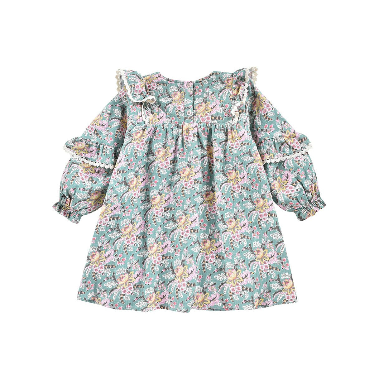 Girls Blue Flowers Cotton Dress