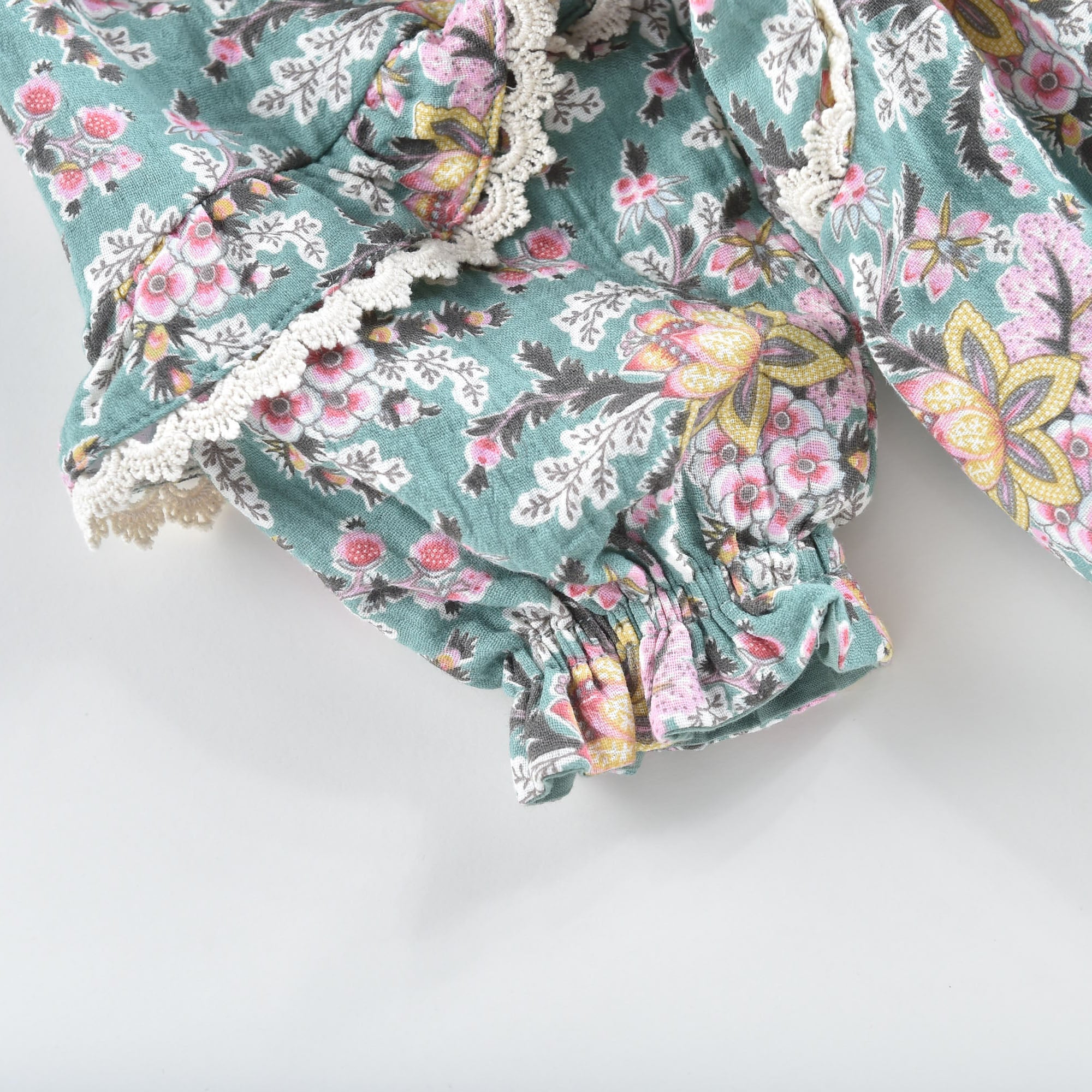 Girls Blue Flowers Cotton Dress