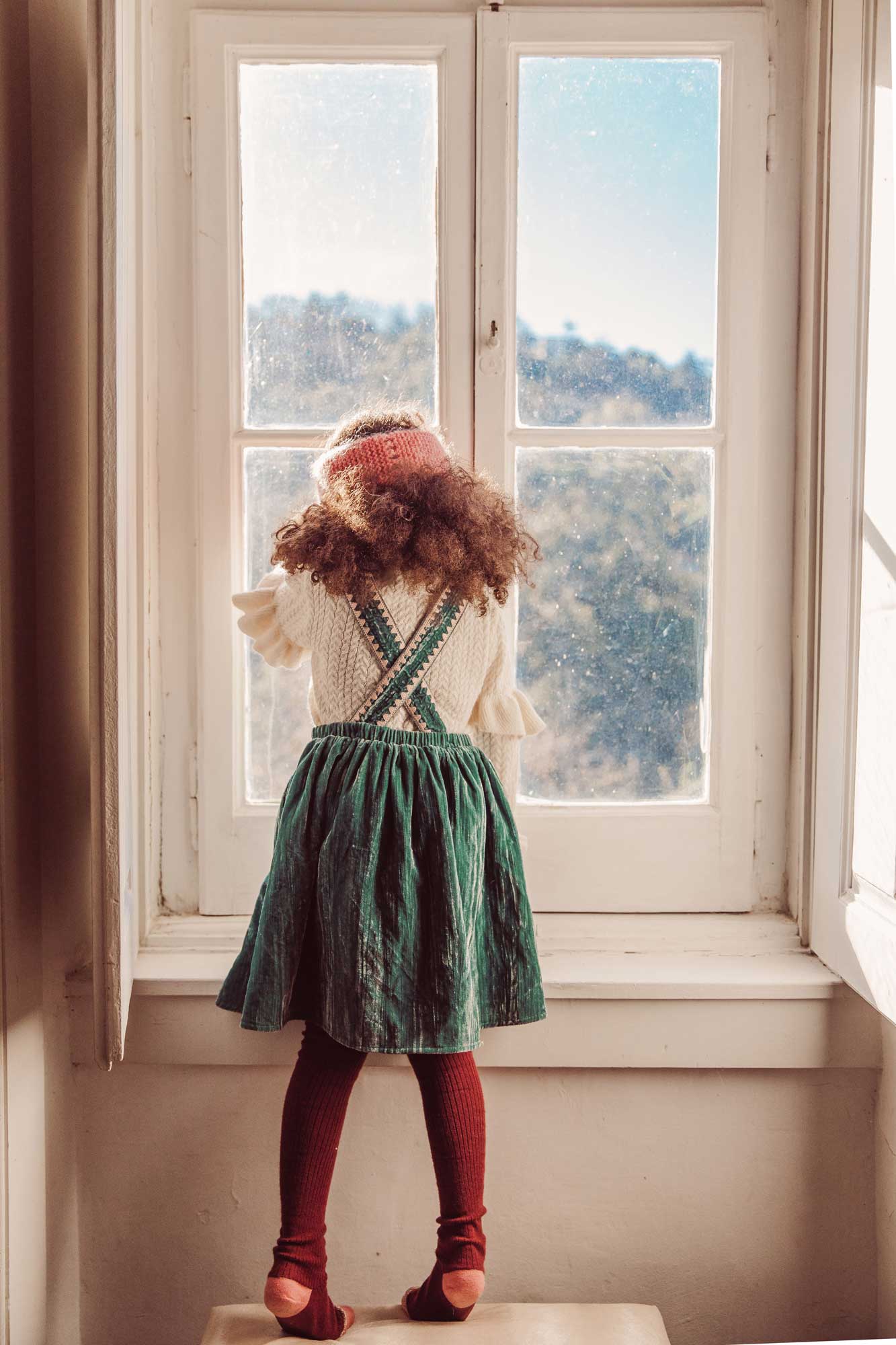 Girls Green Embroidered Dress