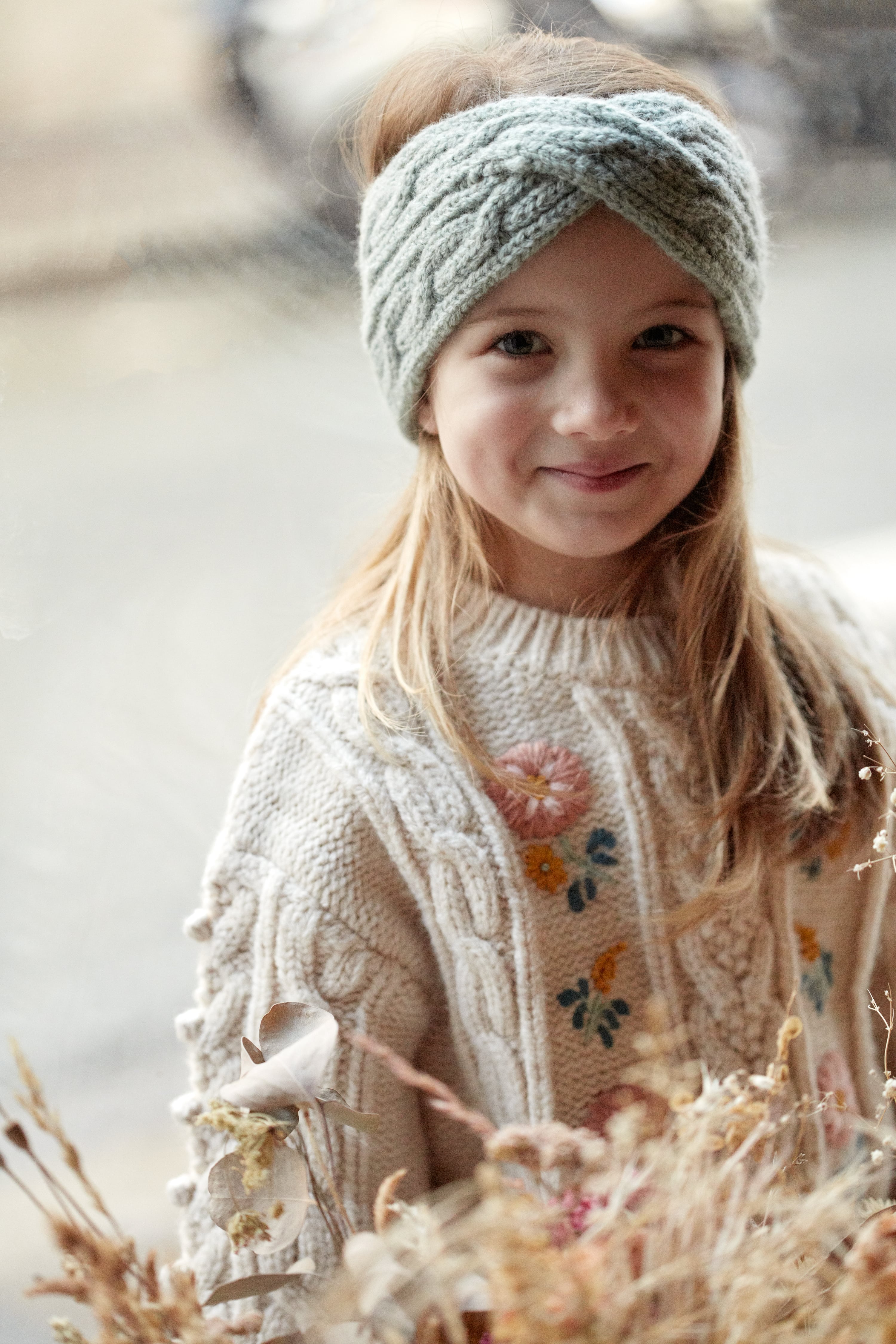Girls White Embroidered Sweater