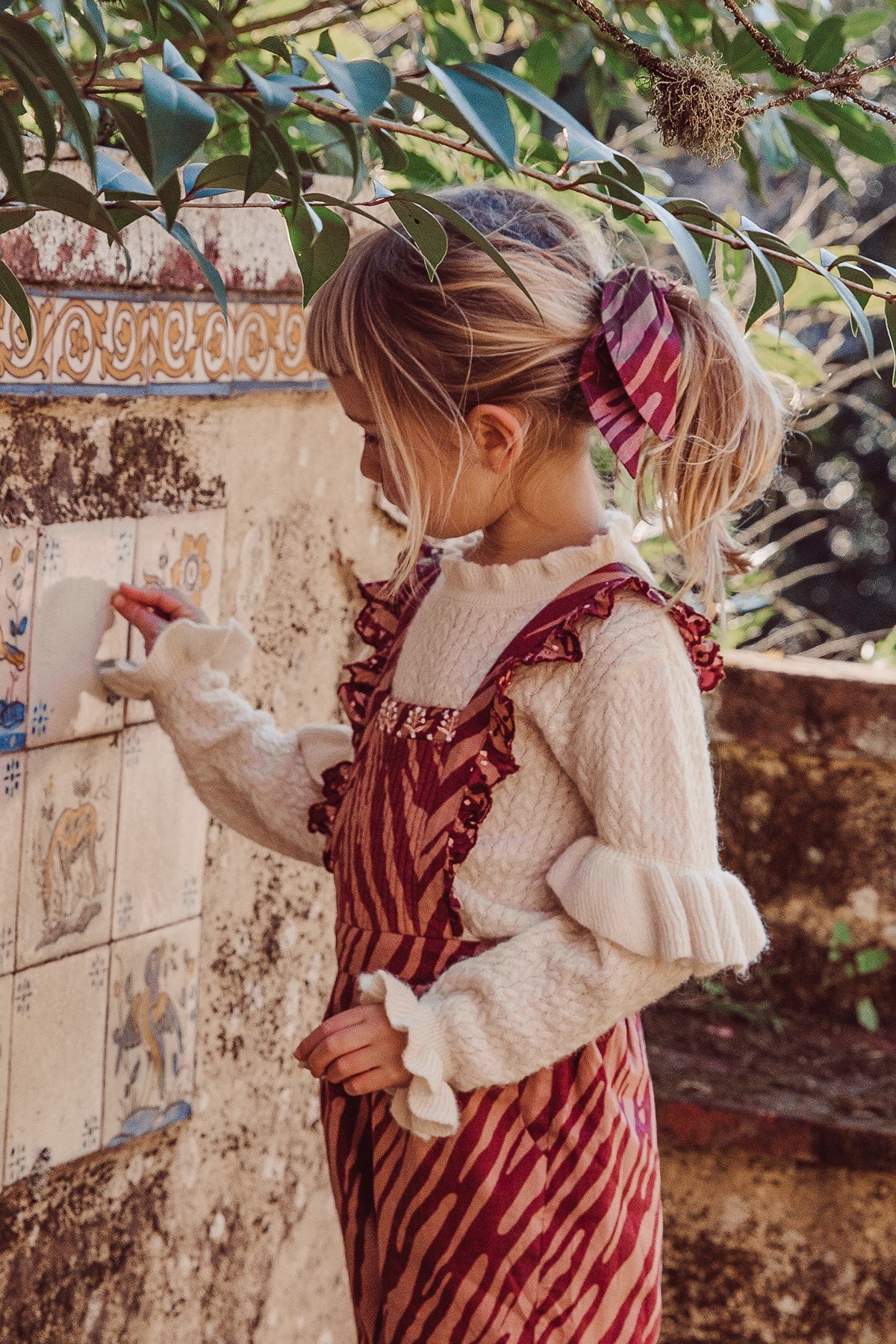 Girls White Ruffle Sweater