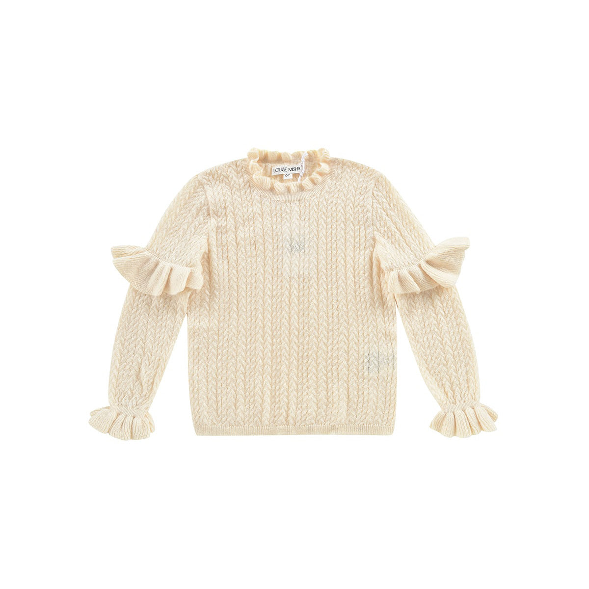 Girls White Ruffle Sweater