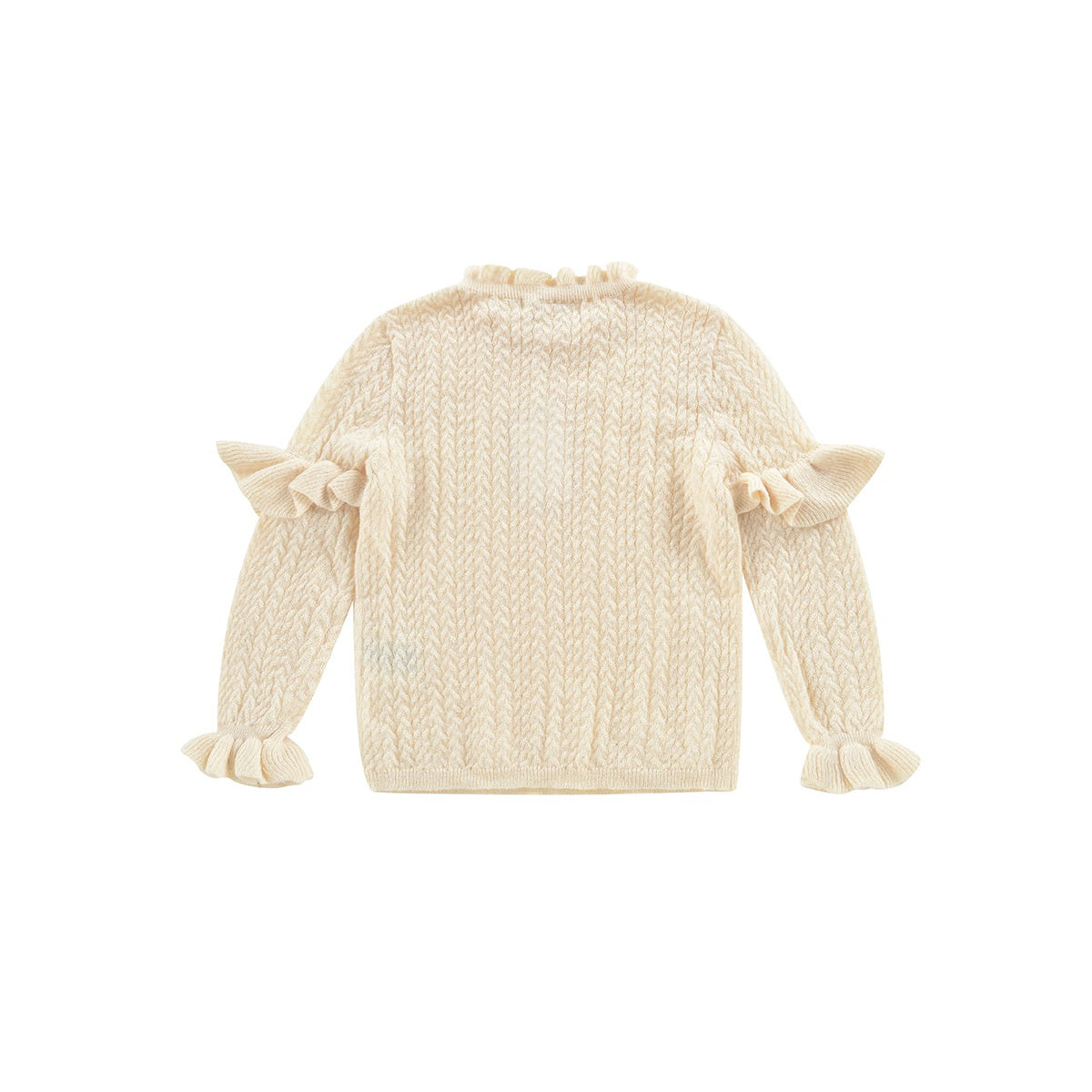Girls White Ruffle Sweater