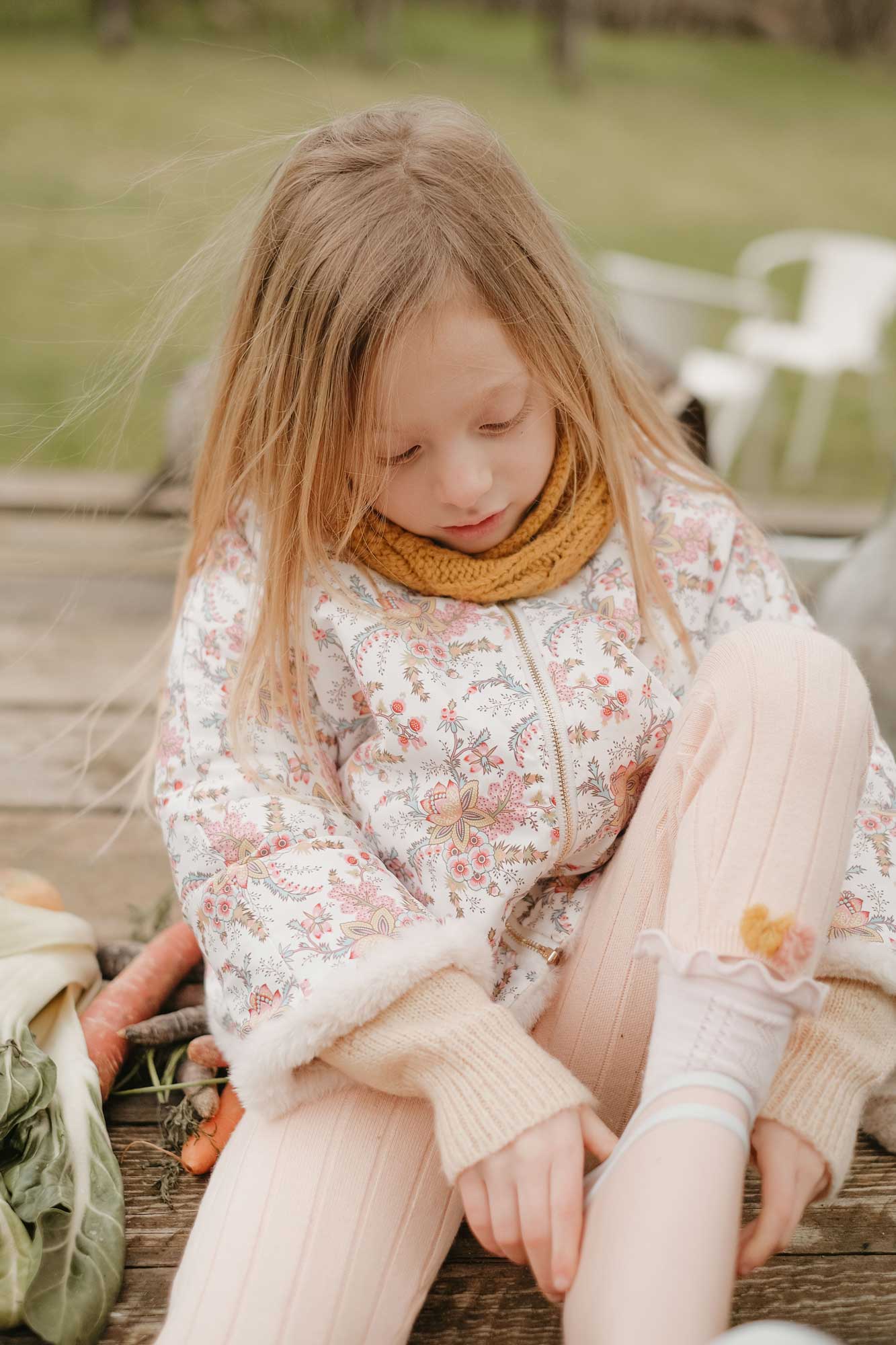 Girls White Reversible Coat