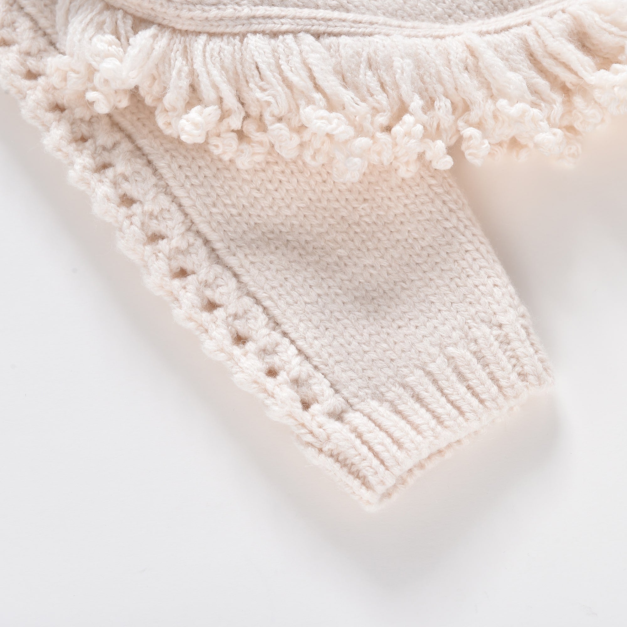 Girls White Wool Knit Cape