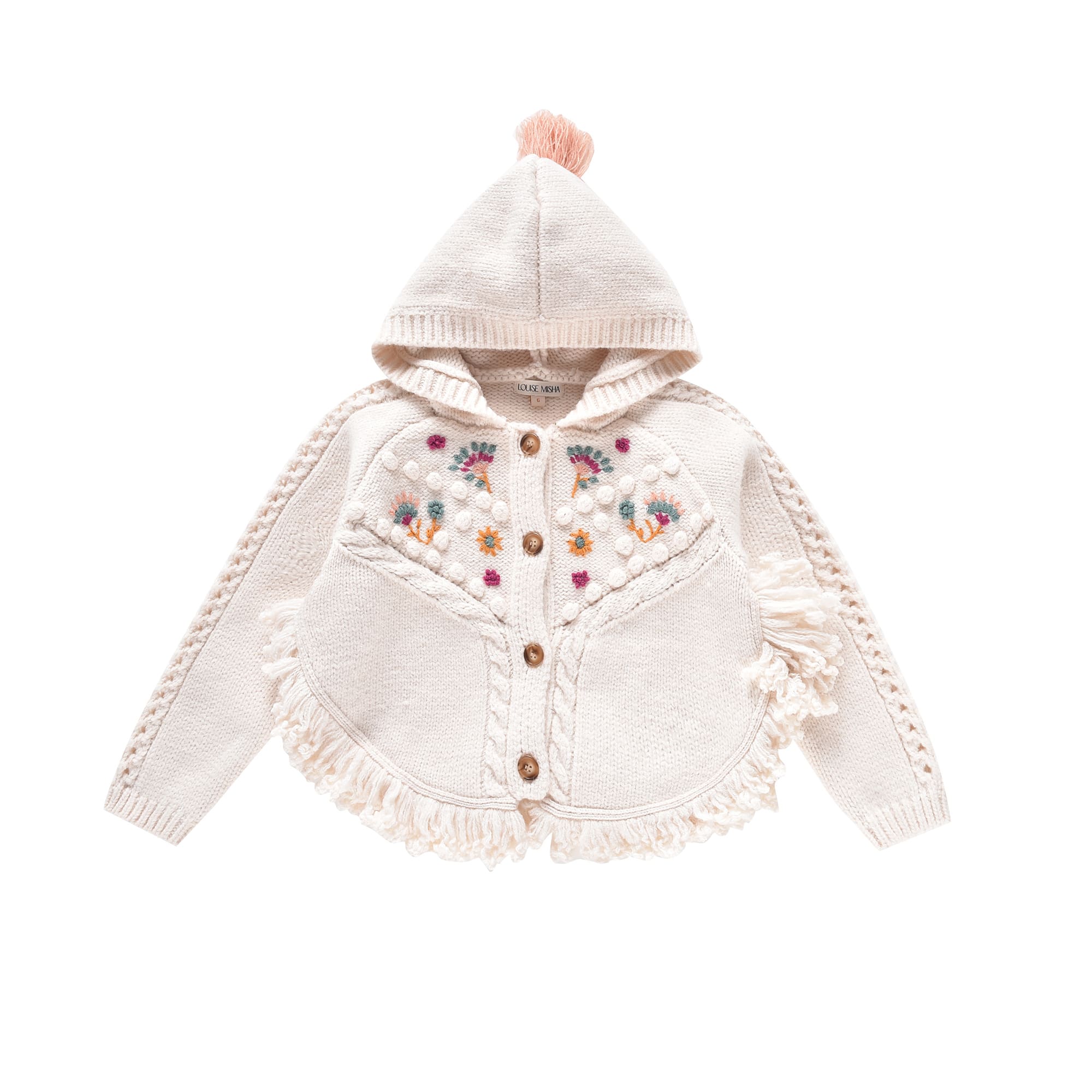Girls White Wool Knit Cape