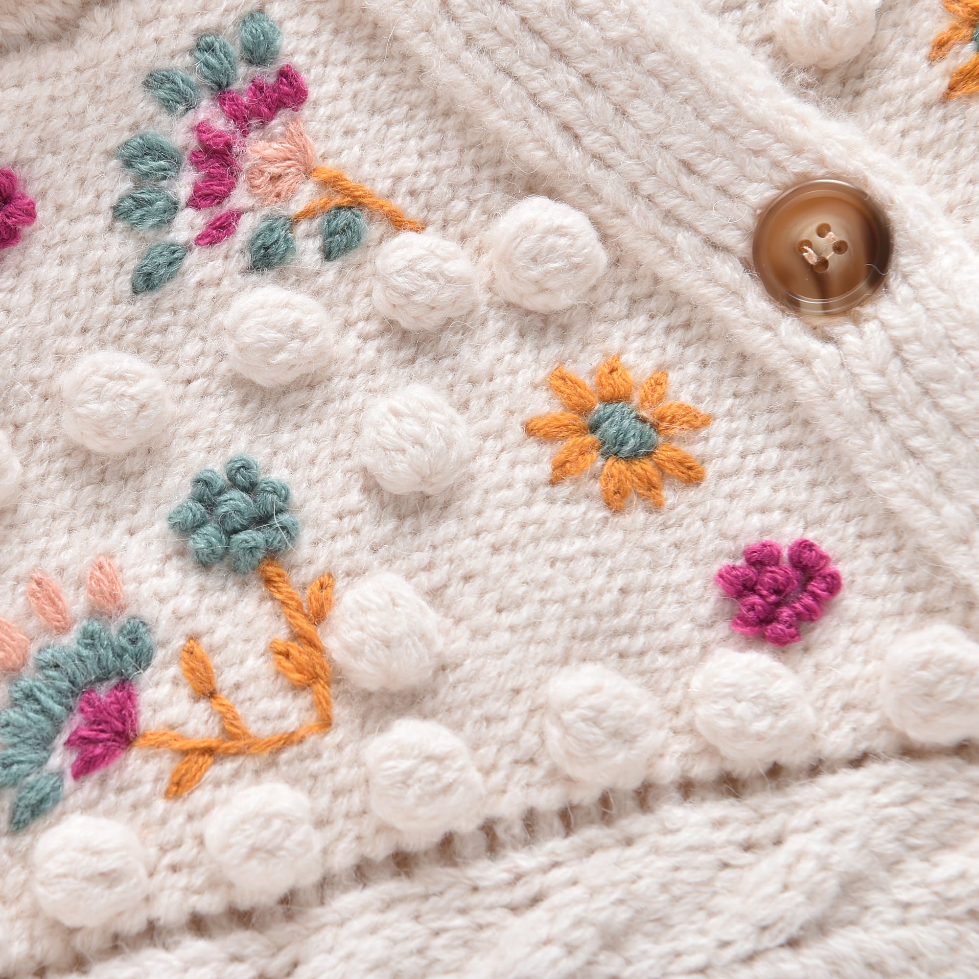 Girls White Wool Knit Cape