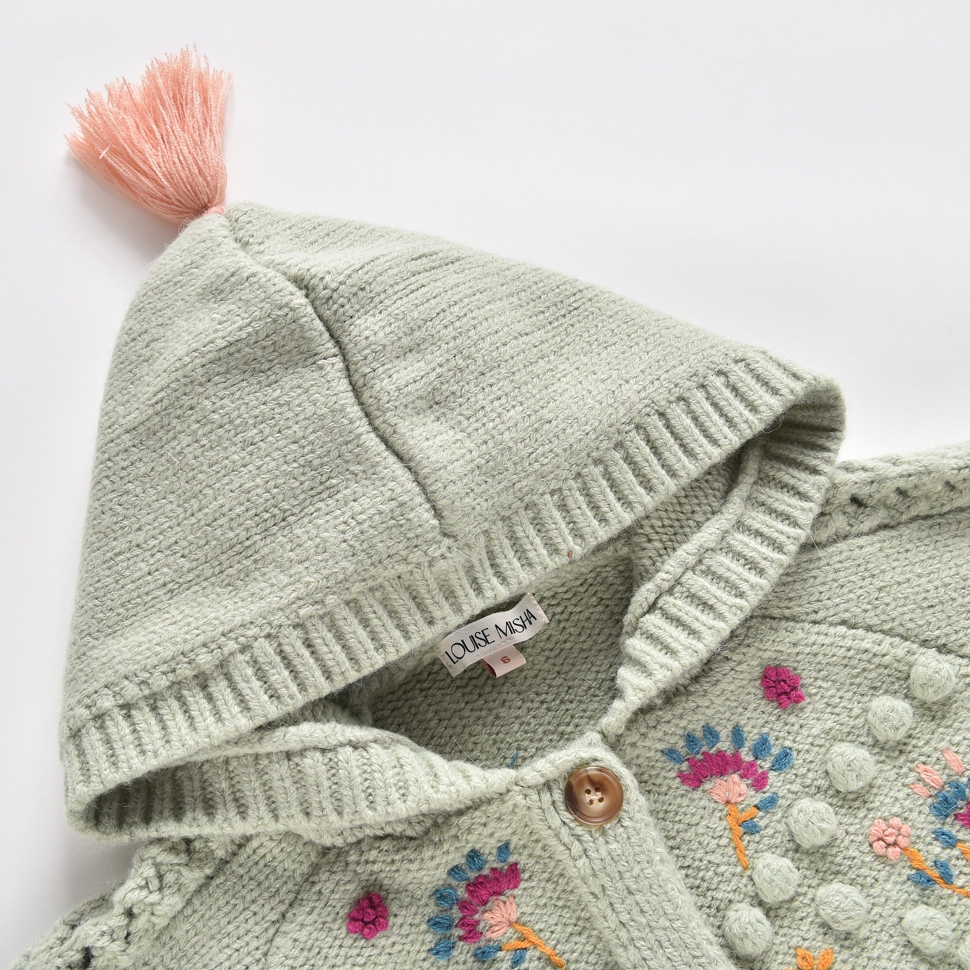 Girls Light Green Wool Knit Cape