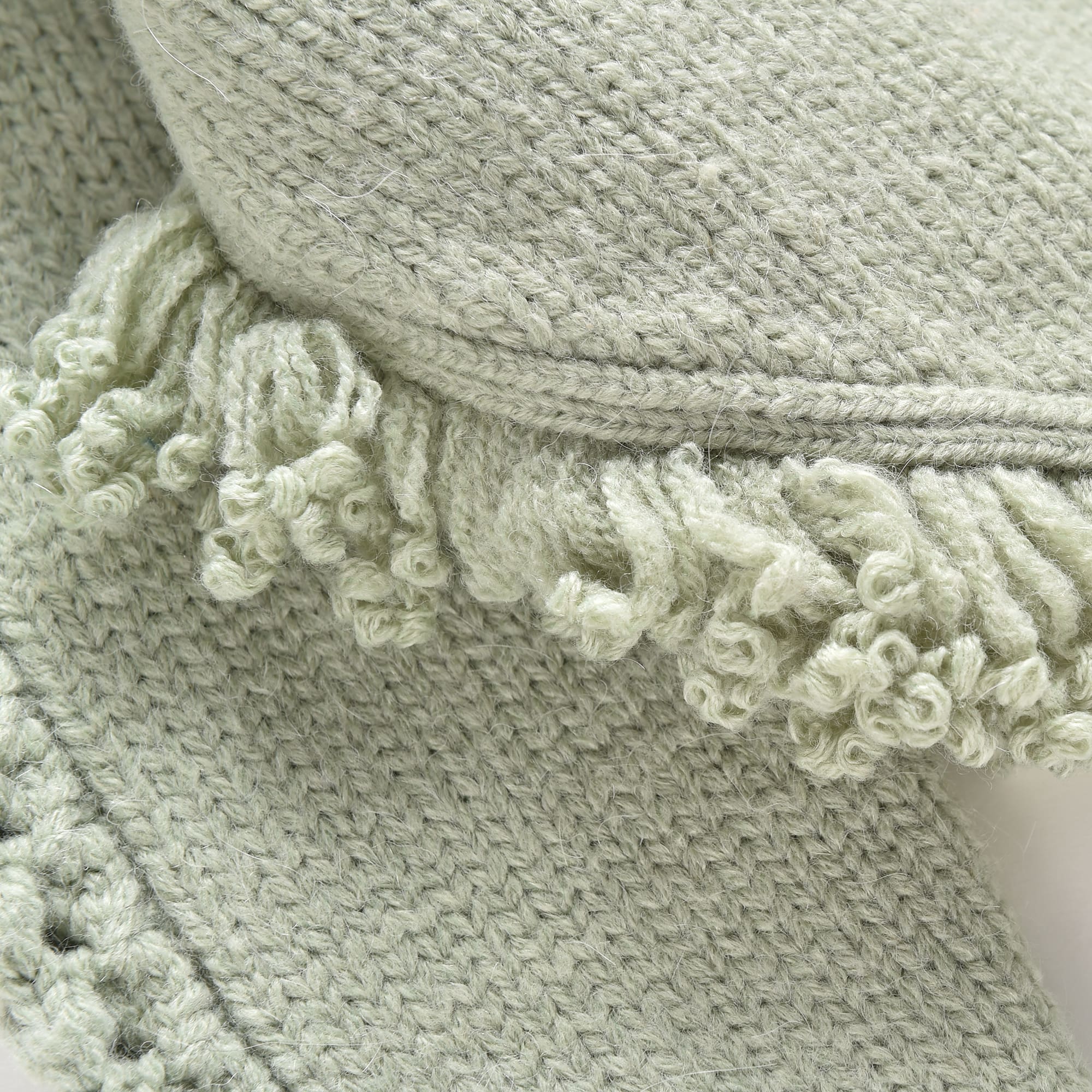 Girls Light Green Wool Knit Cape
