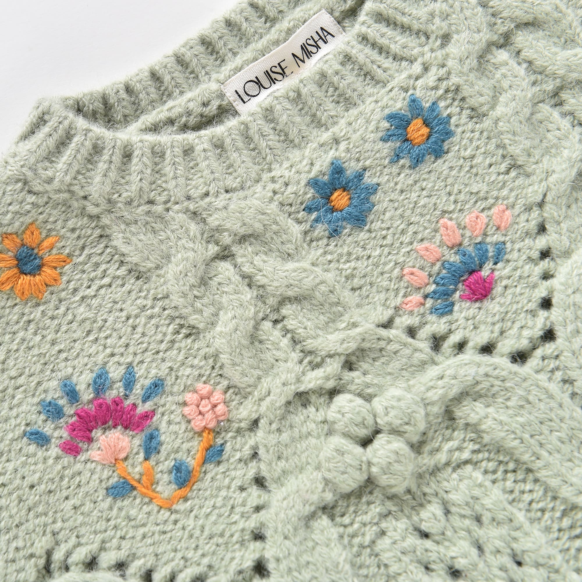 Girls Light Green Knit Sweater
