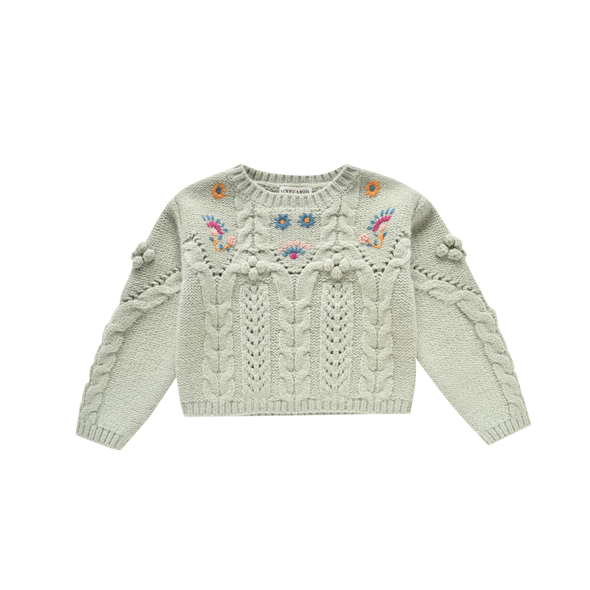 Girls Light Green Knit Sweater