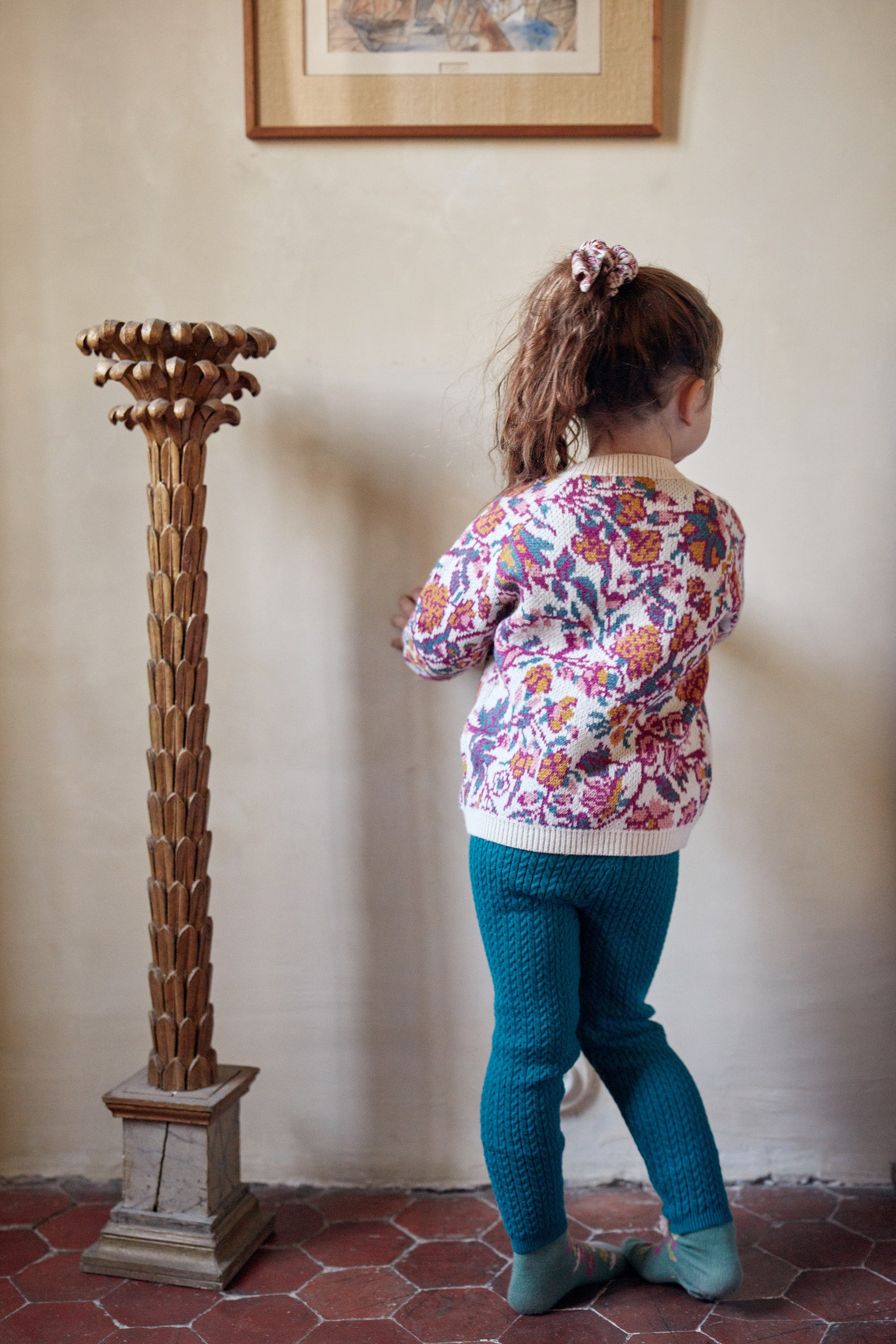 Girls Blue Knit Leggings