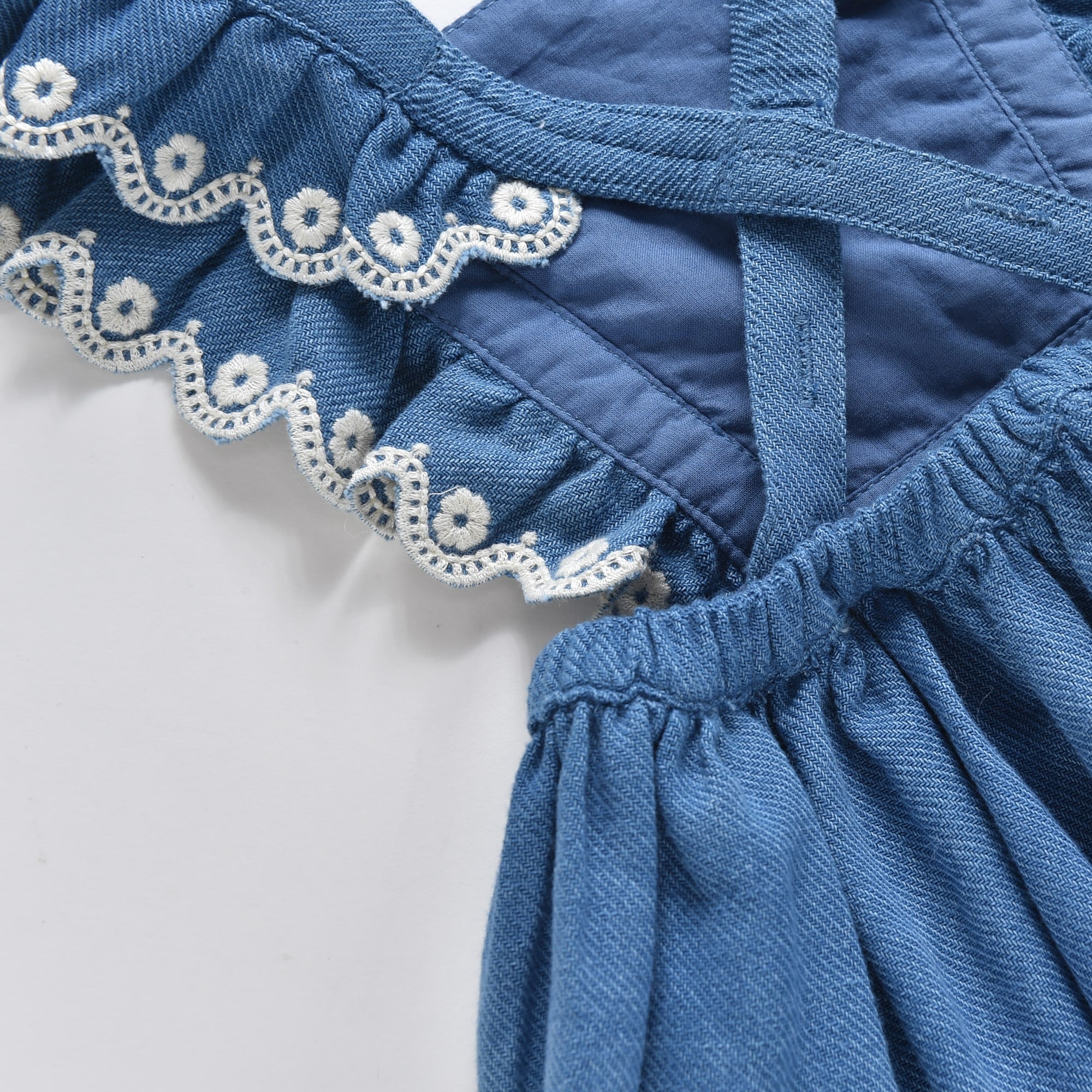 Girls Blue Embroidered Skirt