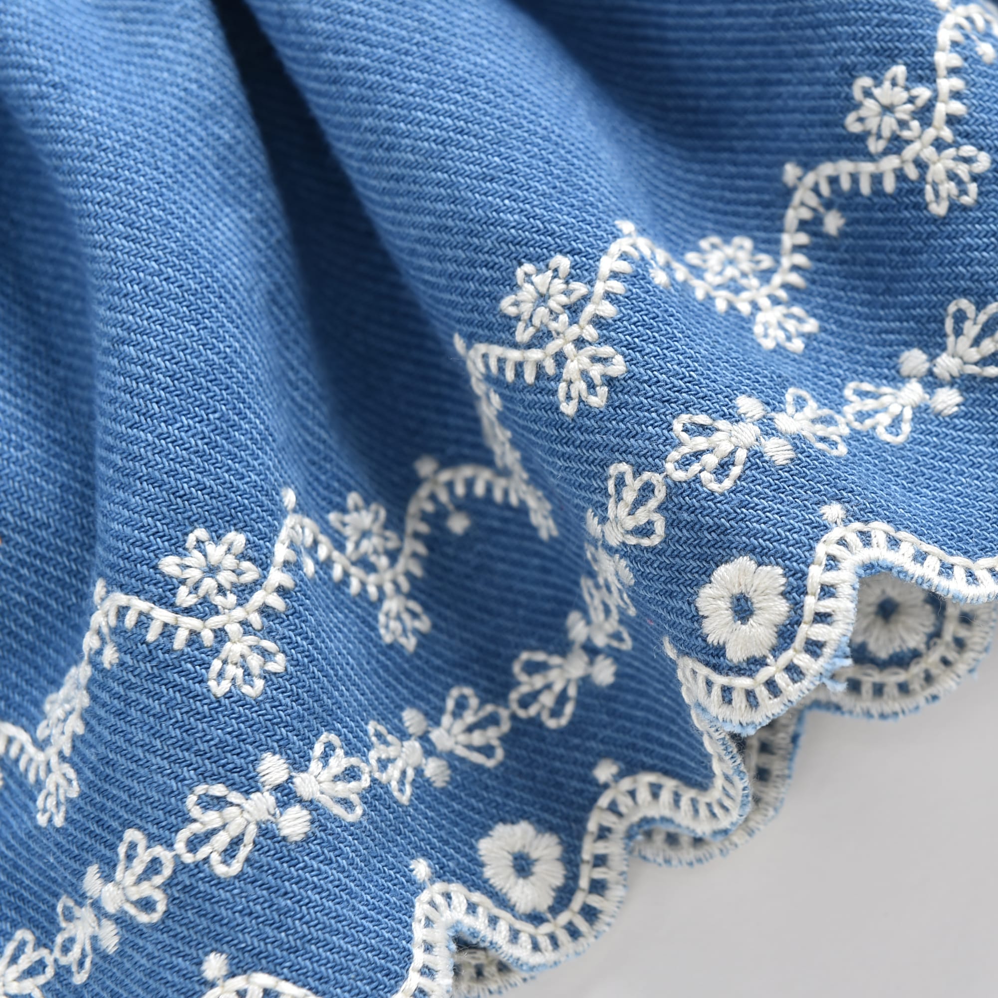 Girls Blue Embroidered Skirt