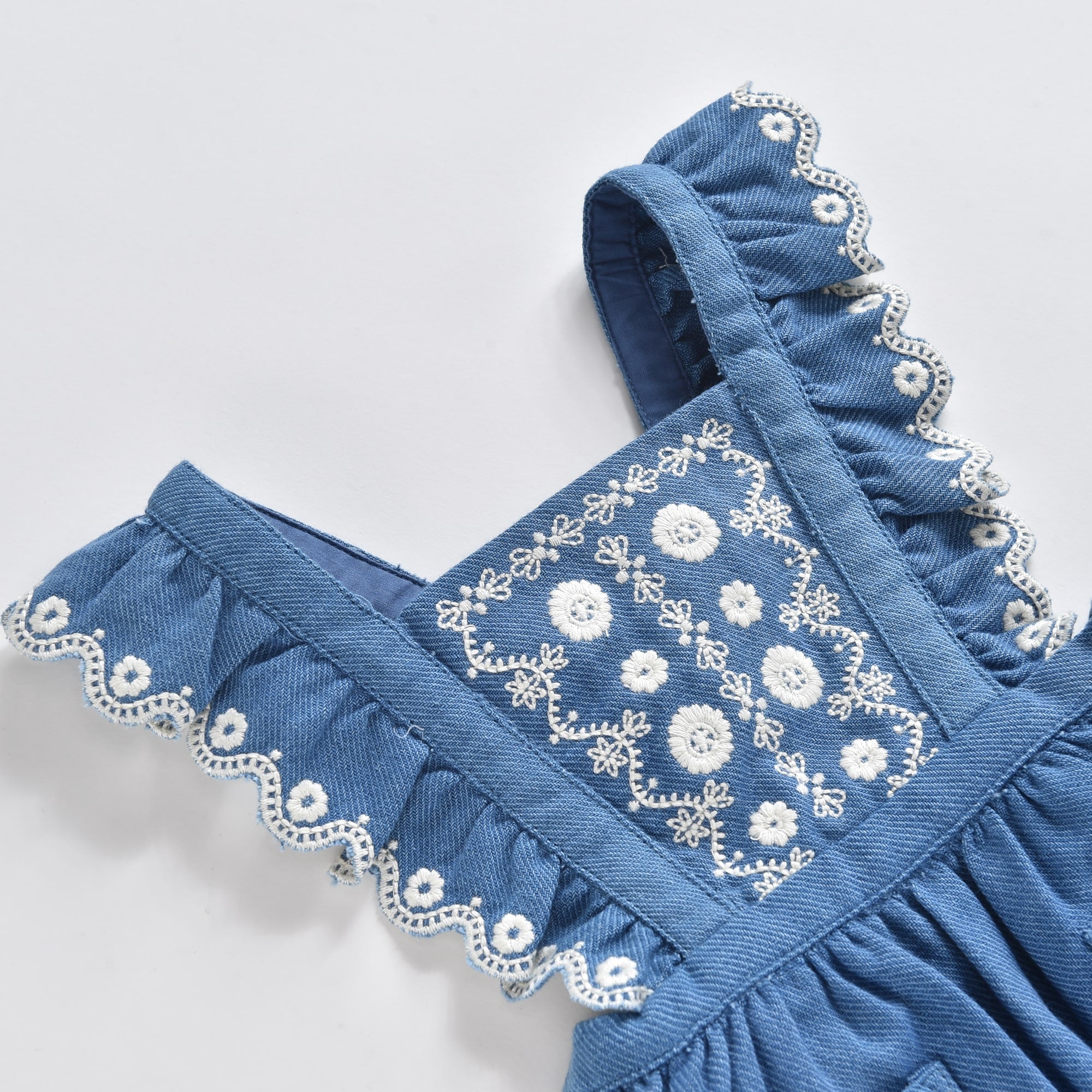 Girls Blue Embroidered Skirt