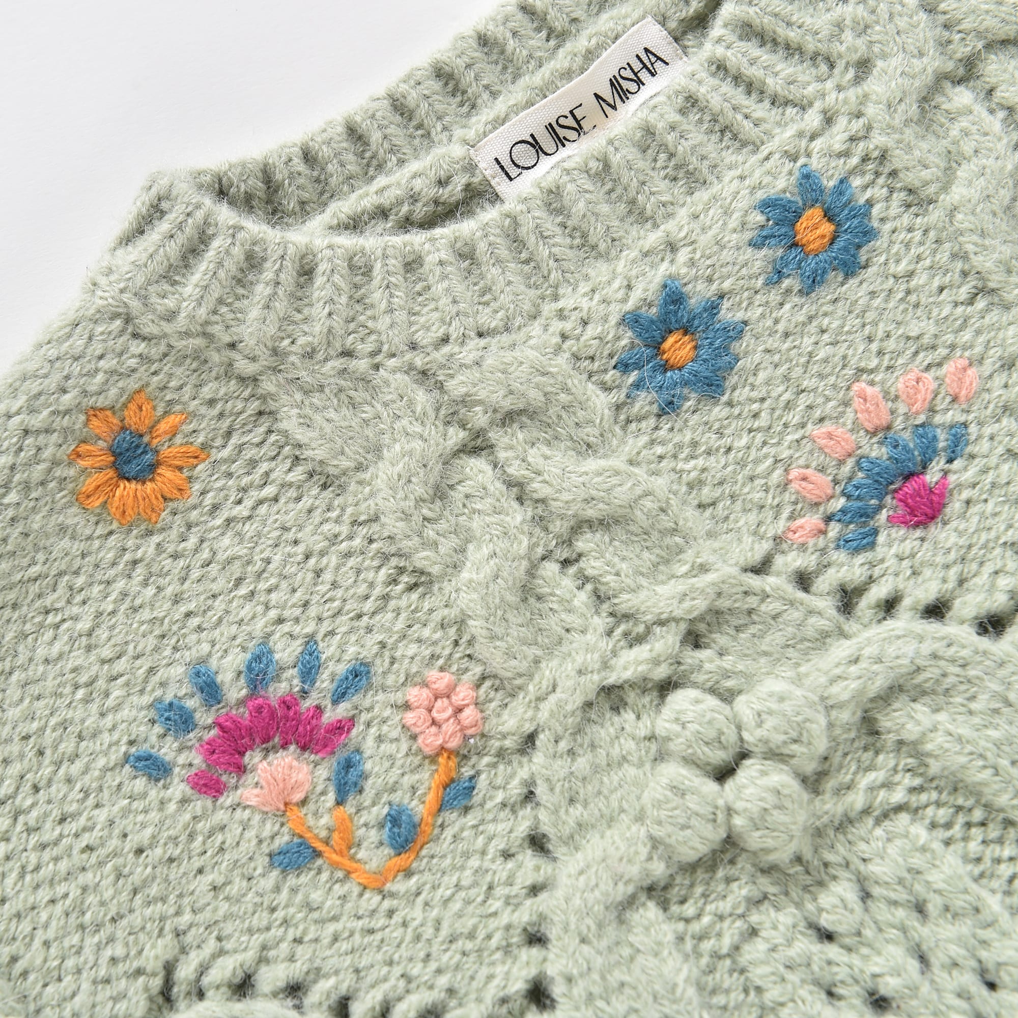 Girls Light Green Knit Dress