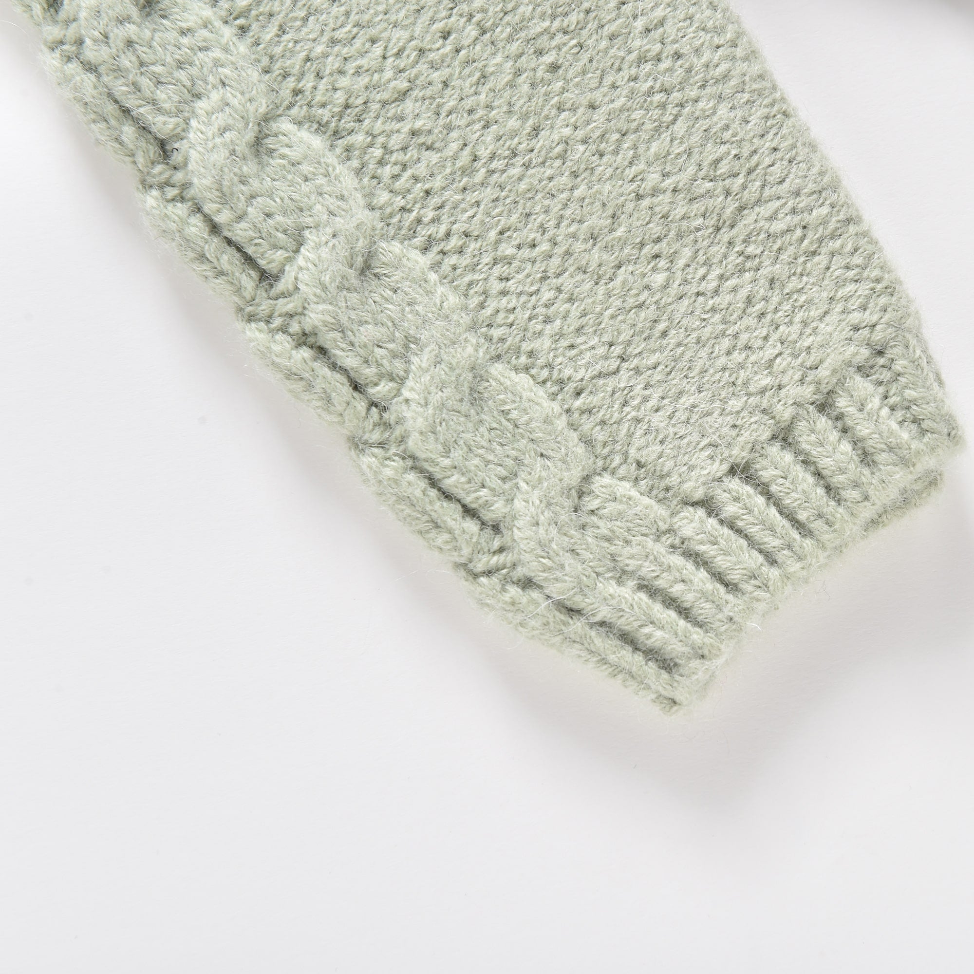 Girls Light Green Knit Dress