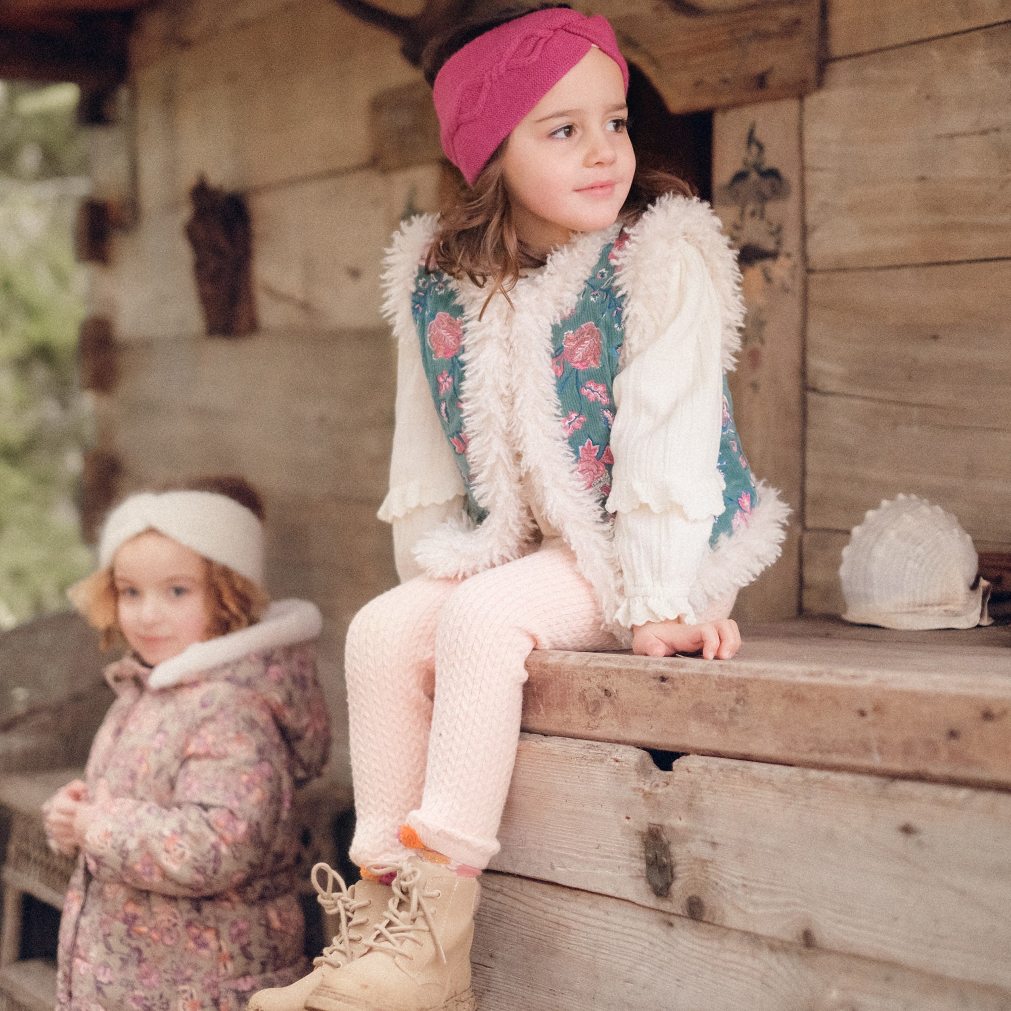 Girls Green Corduroy Reversible Gilet