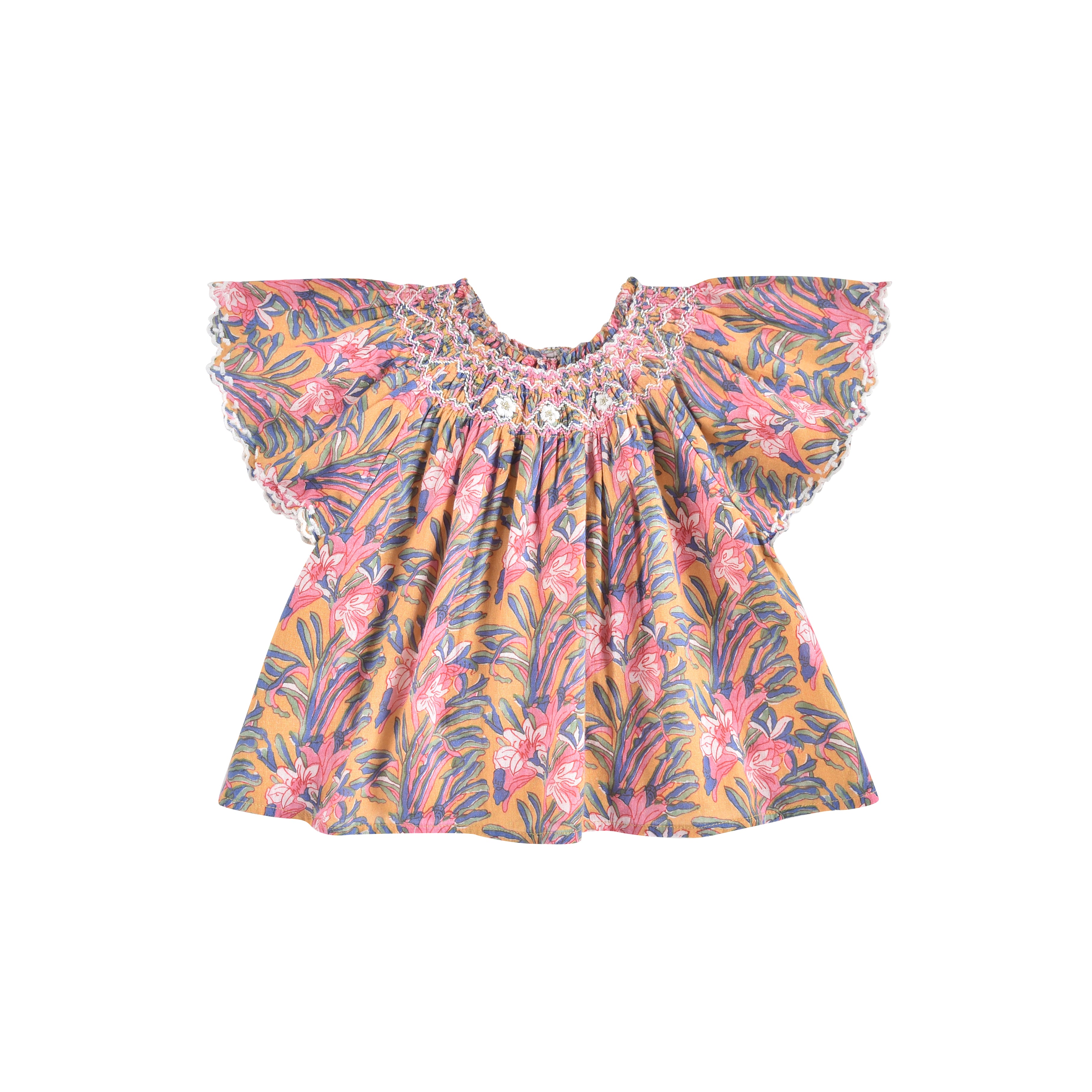 Girls Pink Floral Cotton Tops