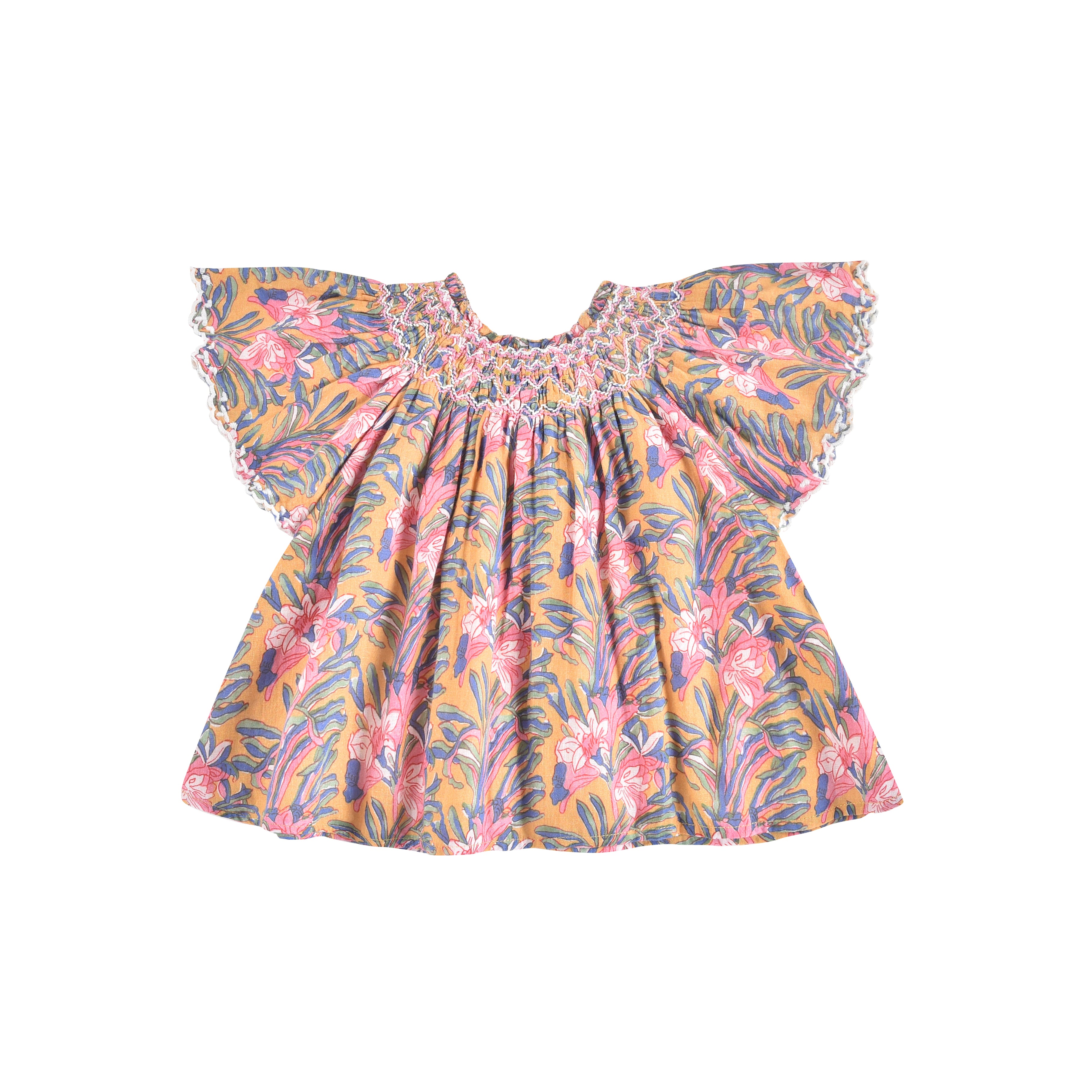Girls Pink Floral Cotton Tops
