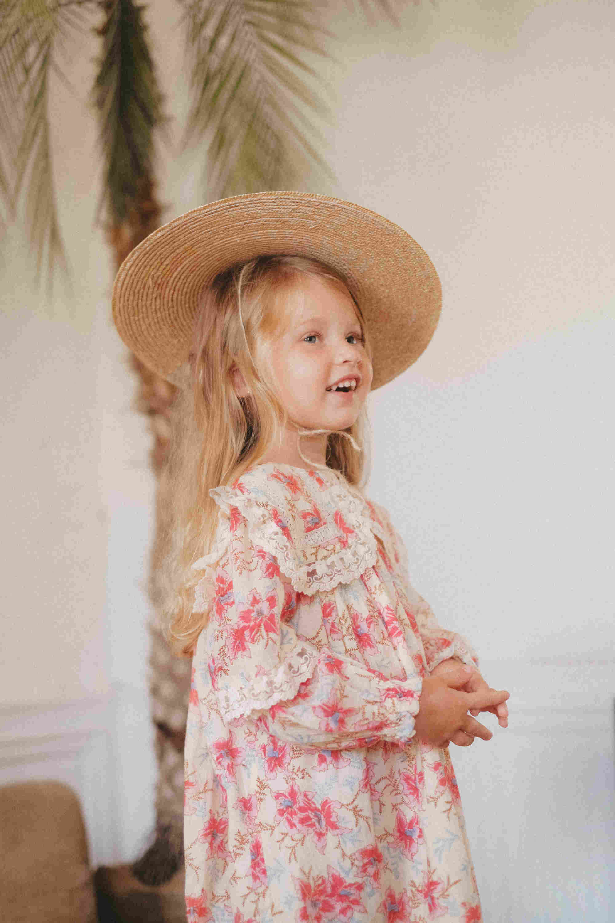 Girls Pink Floral Cotton Dress