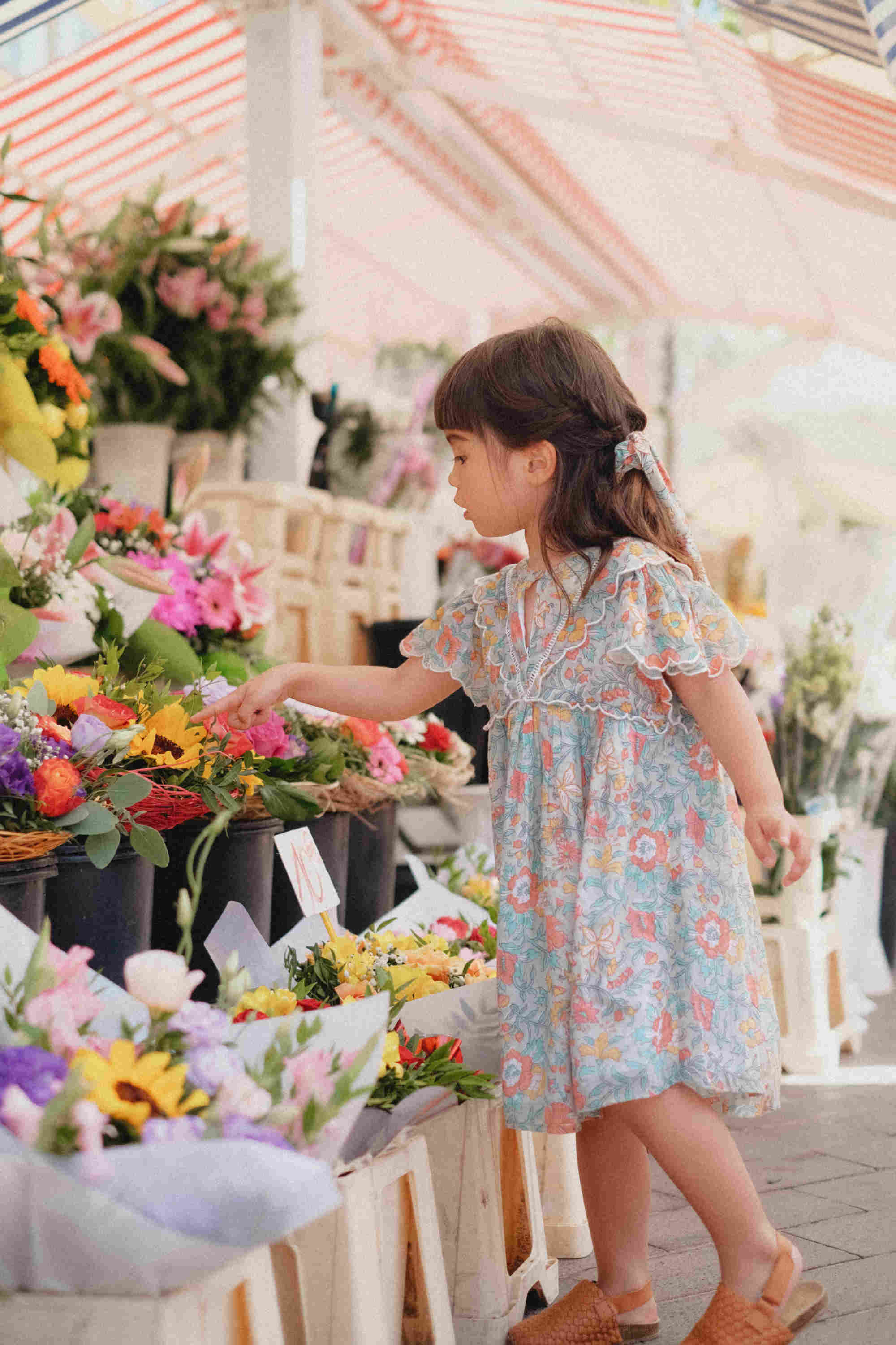 Girls Multicolor Floral Cotton Dress