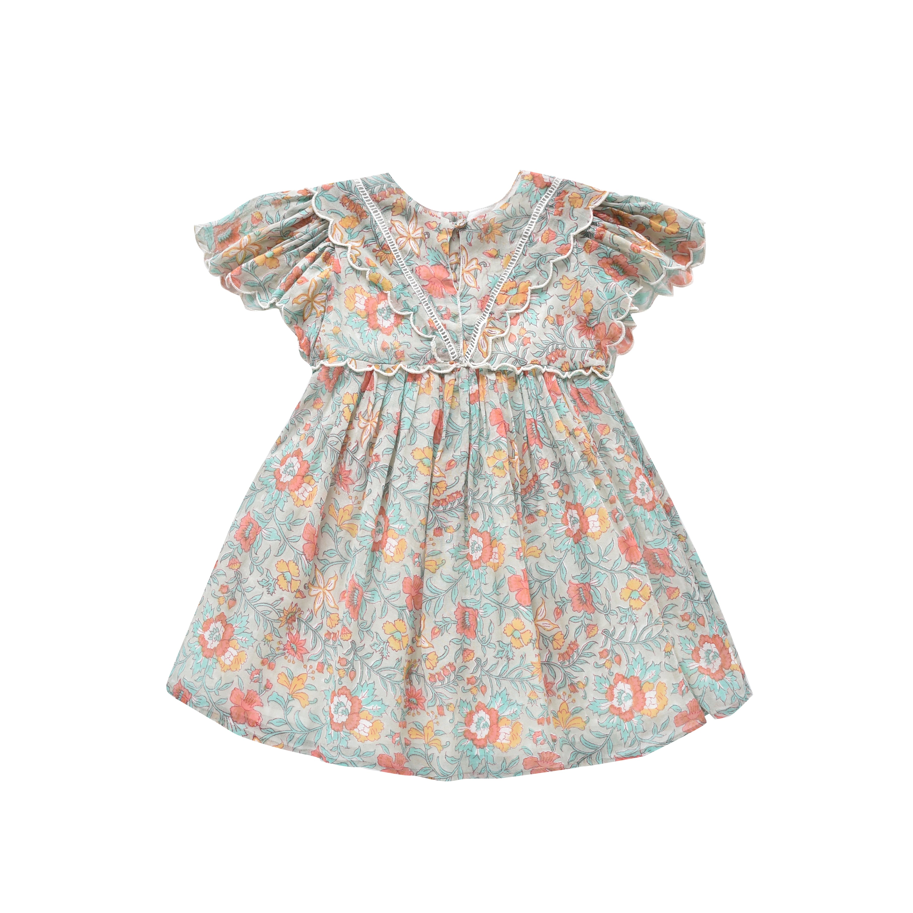 Girls Multicolor Floral Cotton Dress