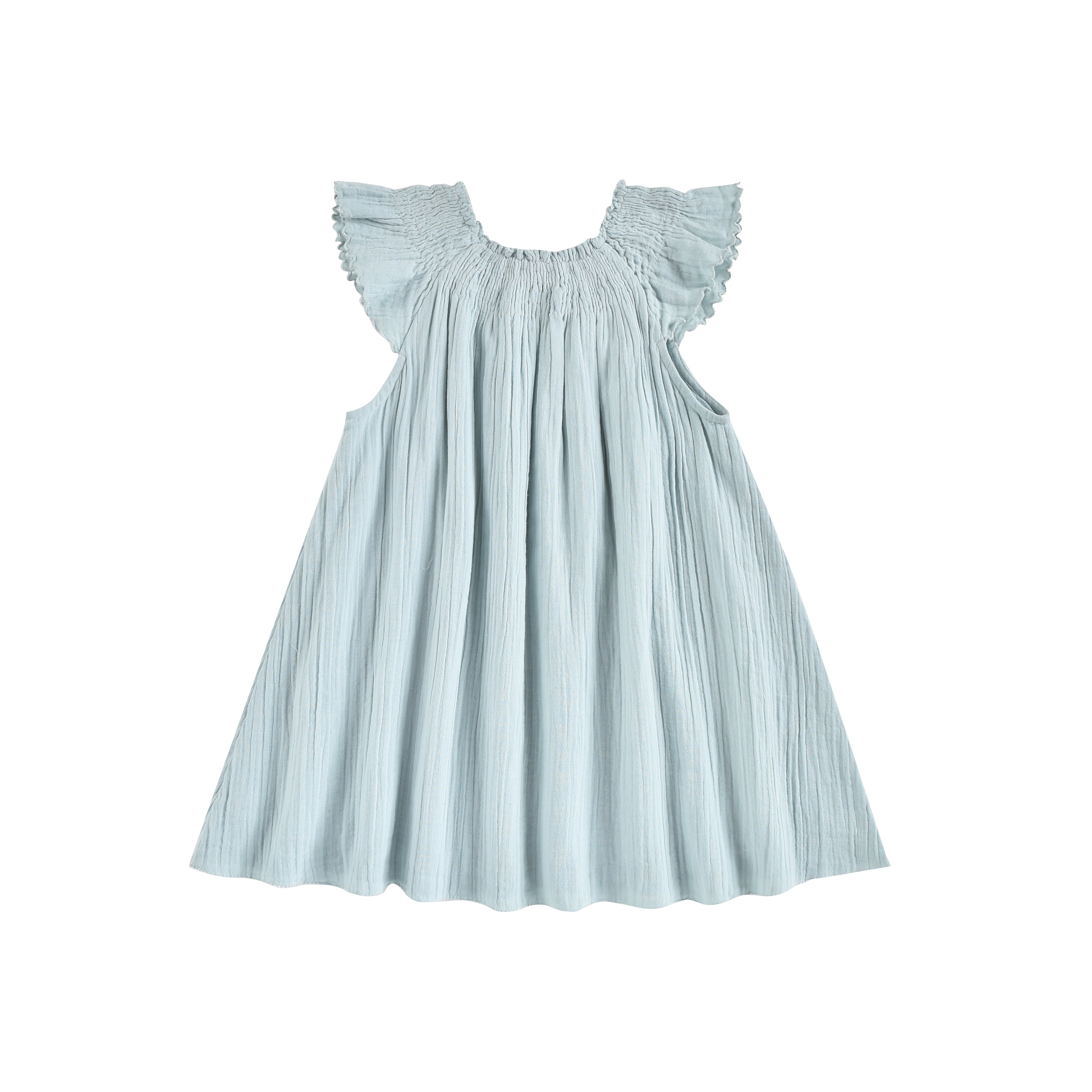 Girls Blue Floral Cotton Dress