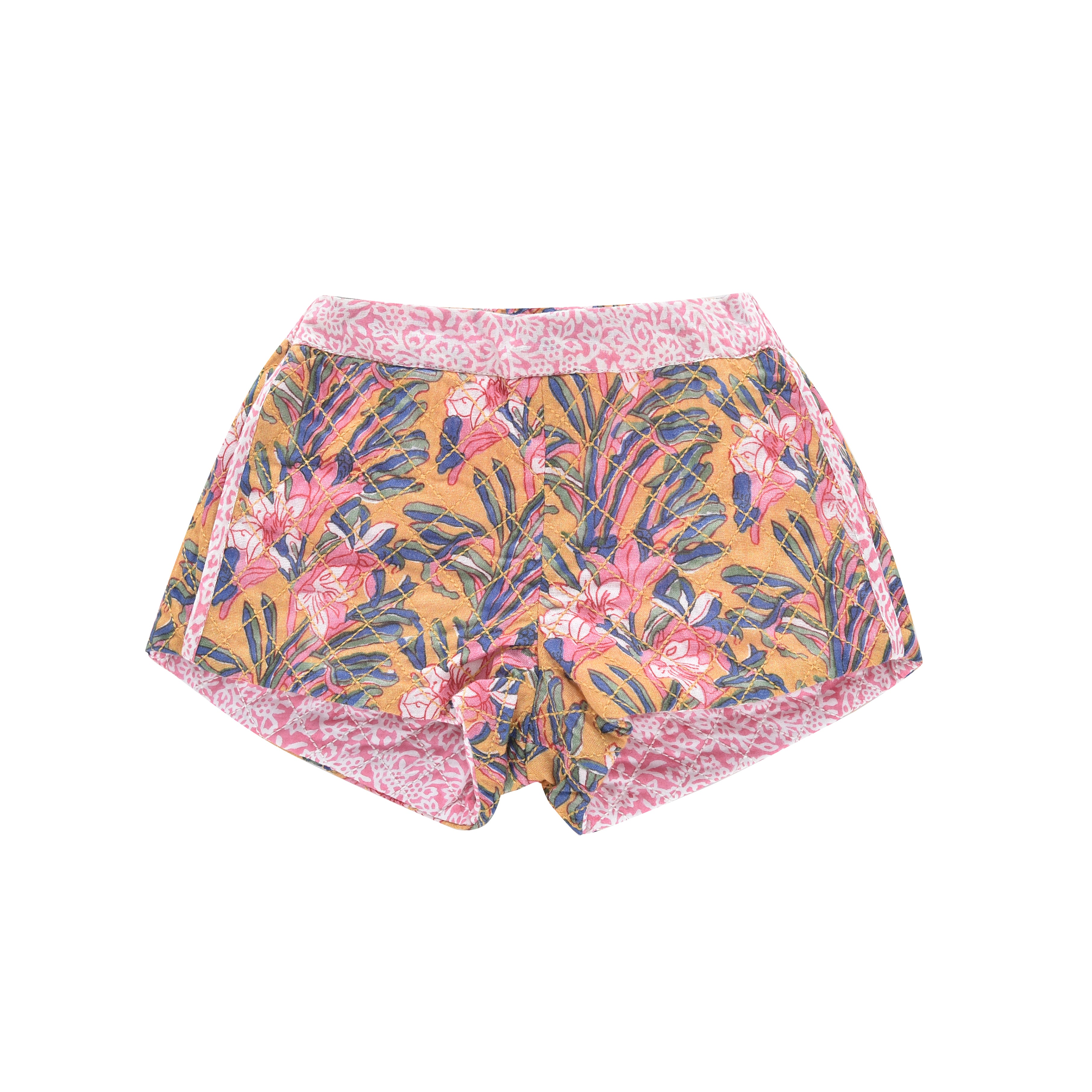 Girls Pink Floral Cotton Shorts