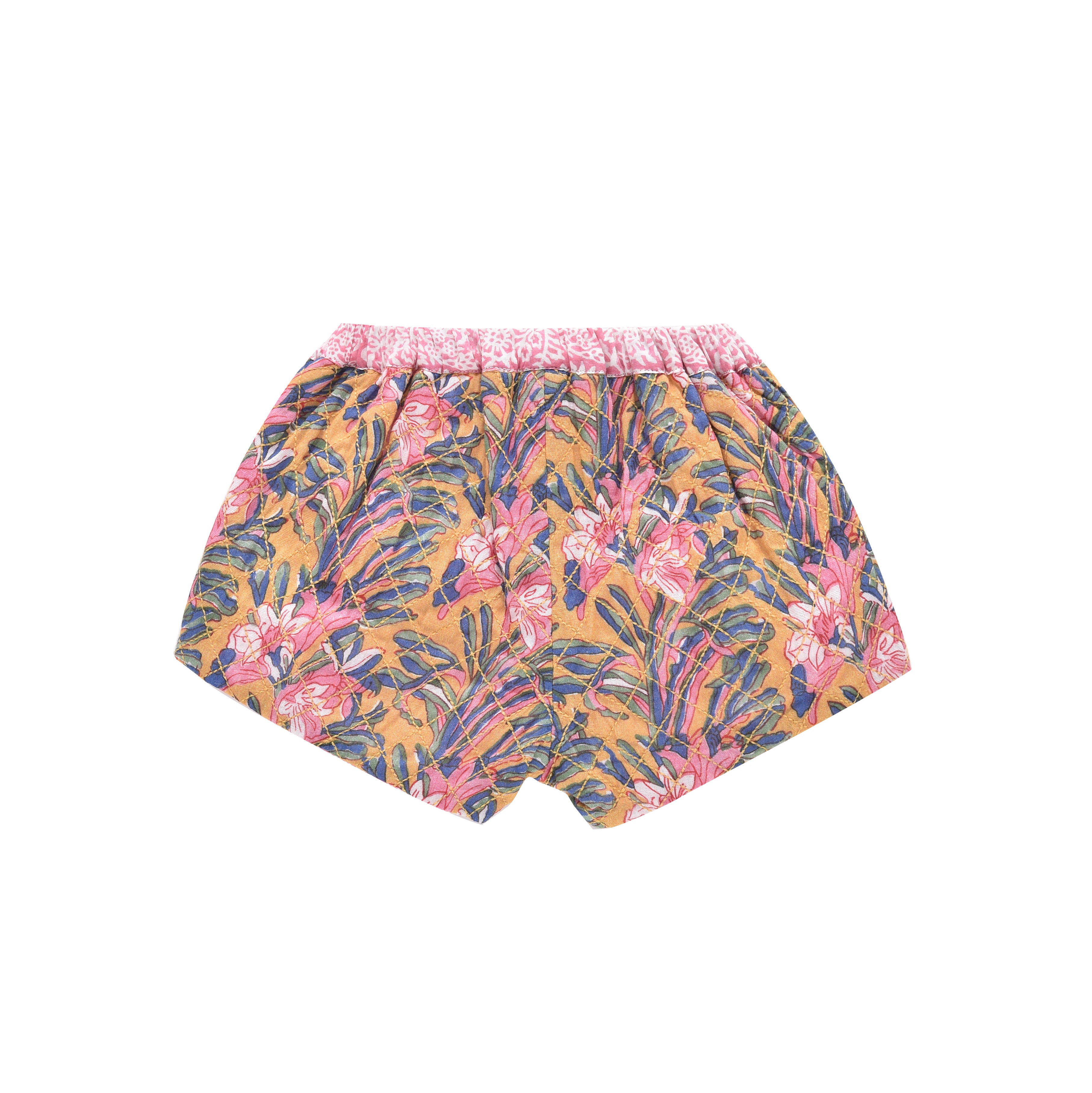 Girls Pink Floral Cotton Shorts