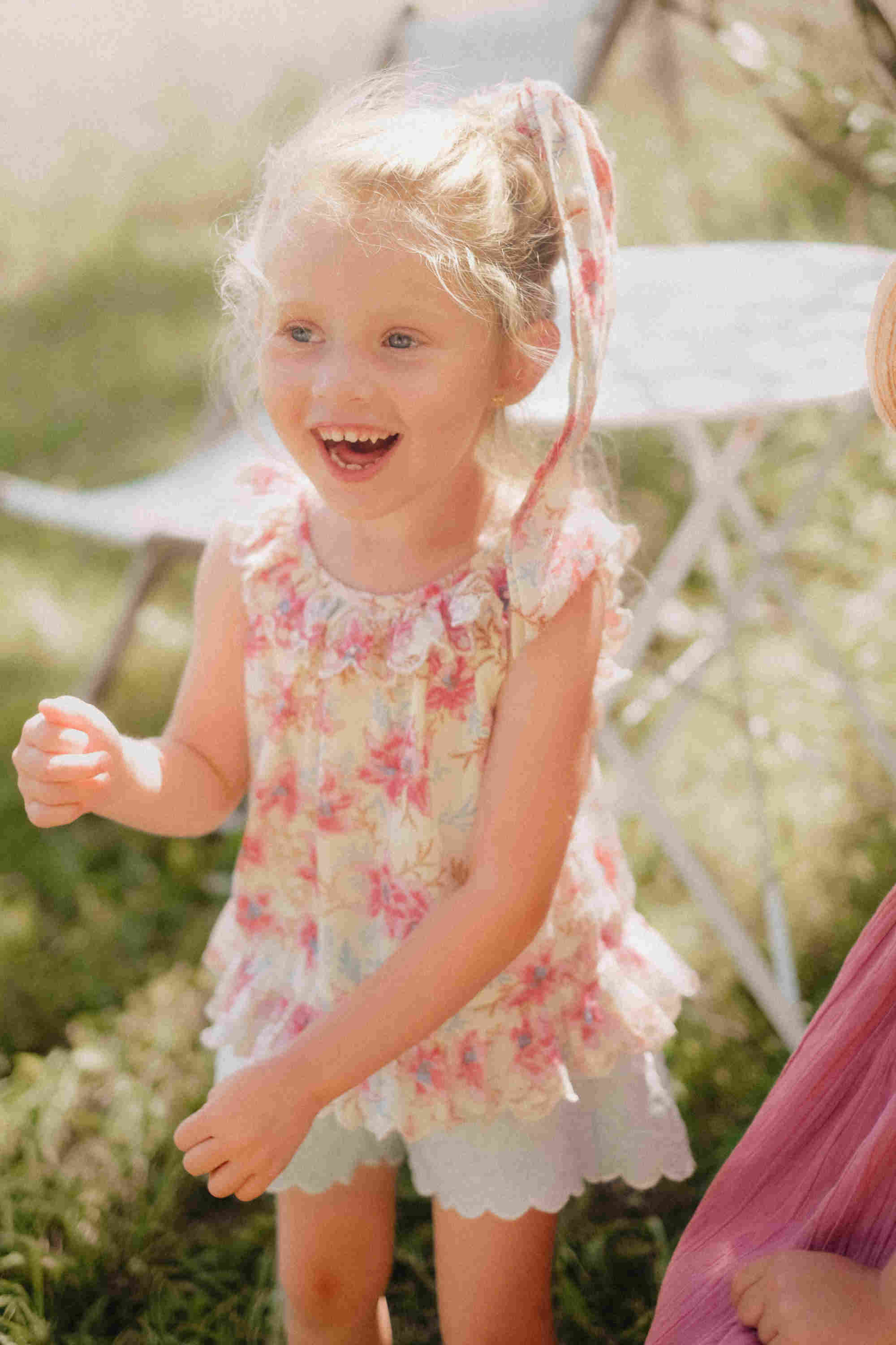 Girls Red Floral Cotton Tops