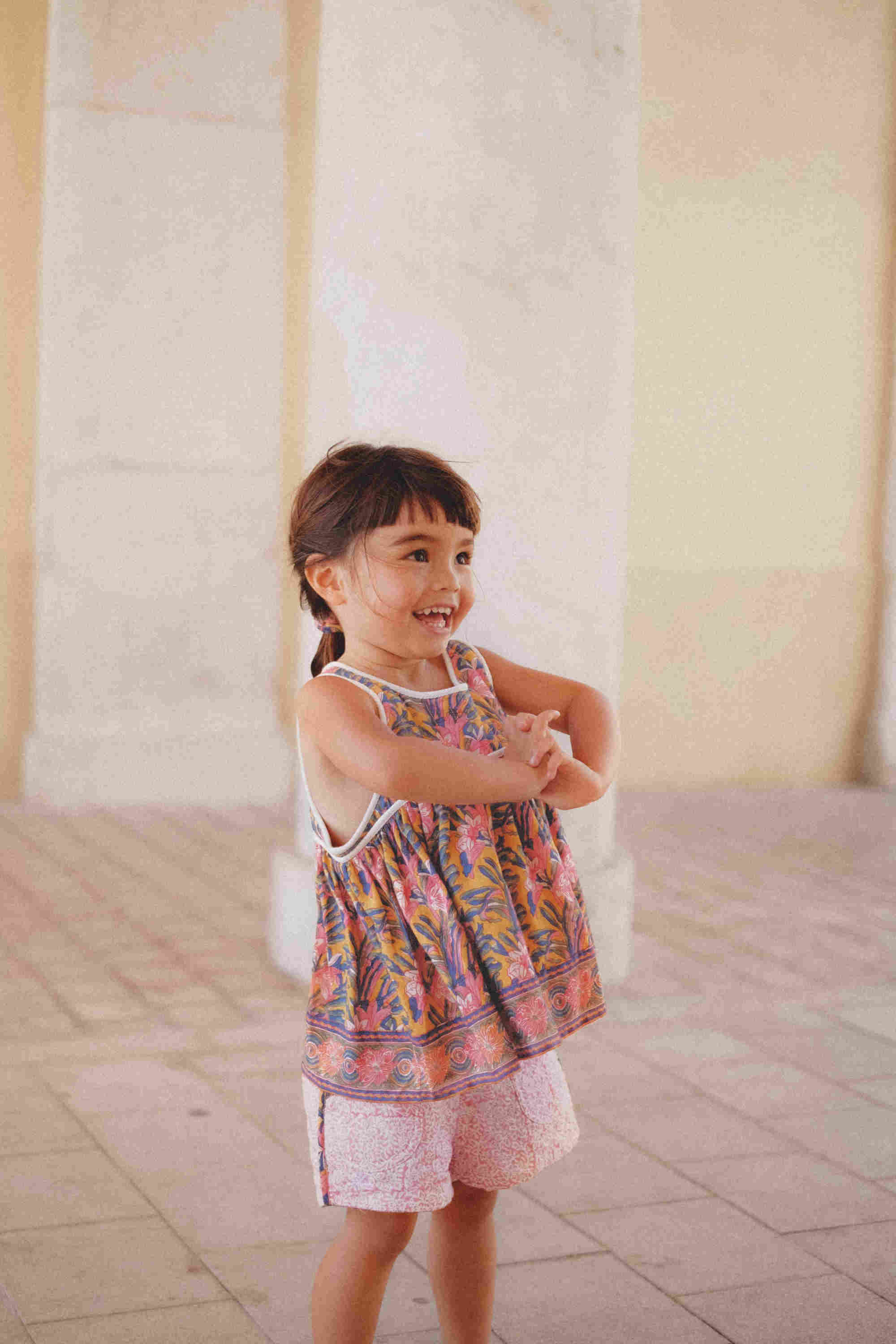 Girls Pink Floral Cotton Tops