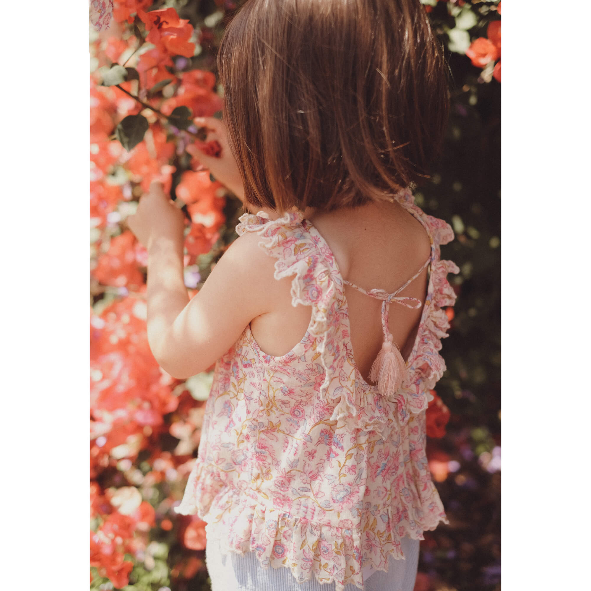 Girls Pink Floral Cotton Top