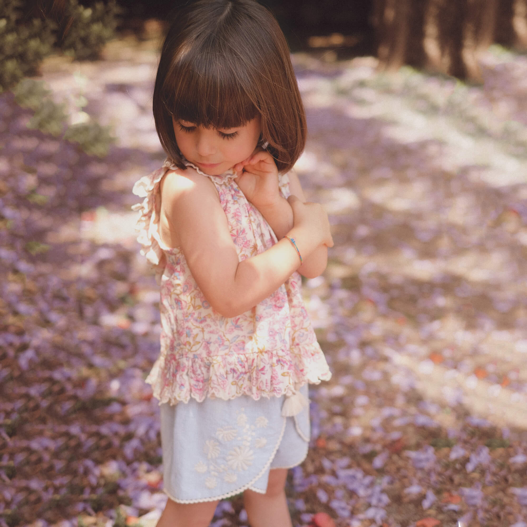 Girls Pink Floral Cotton Top